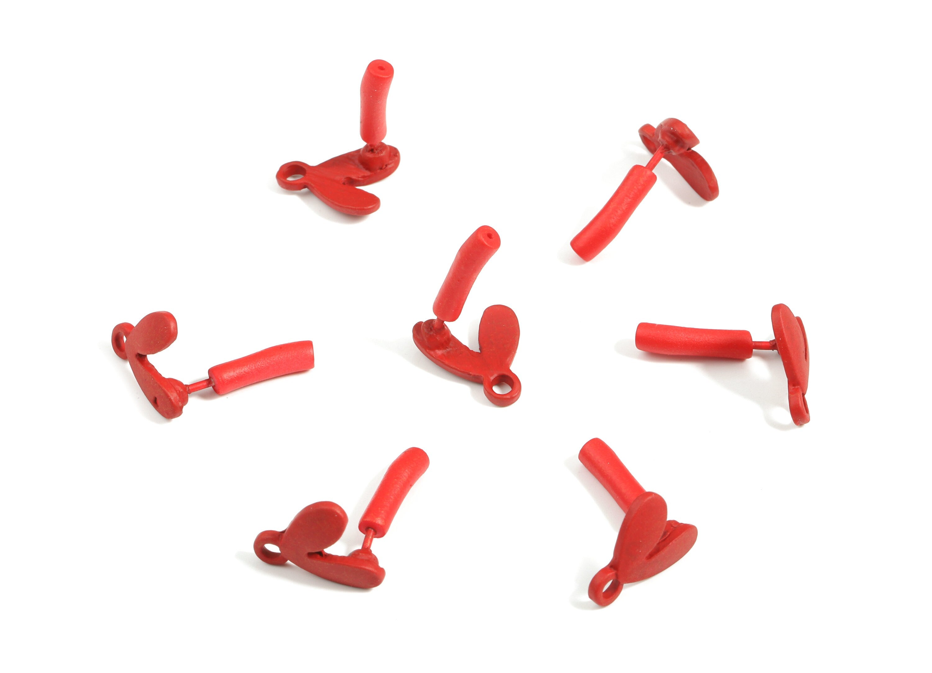 Alloy Heart Stud Earring With Loop - Zinc Alloy Heart Earring Post - Silver Stud - Matte Red Tone Plated - 10.8x9.59x1.46mm - ZZ1619 - DOMEDBAZAAR