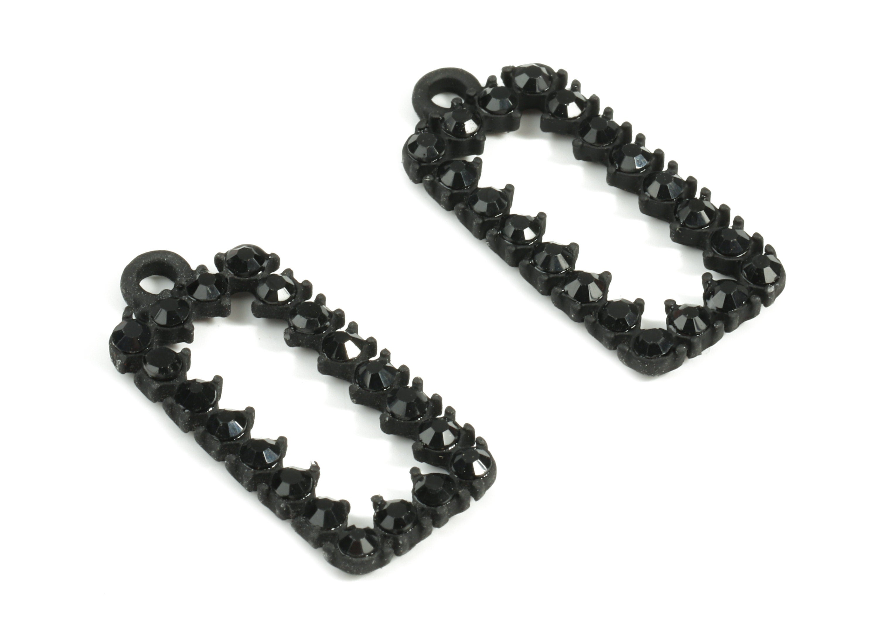 Alloy Rectangle Earring Charms With Glasses - Zinc Alloy Rectangle Pendant - Matte Black Tone Plated - 27.75x12.67x3.1mm - ZZ1630 - DOMEDBAZAAR
