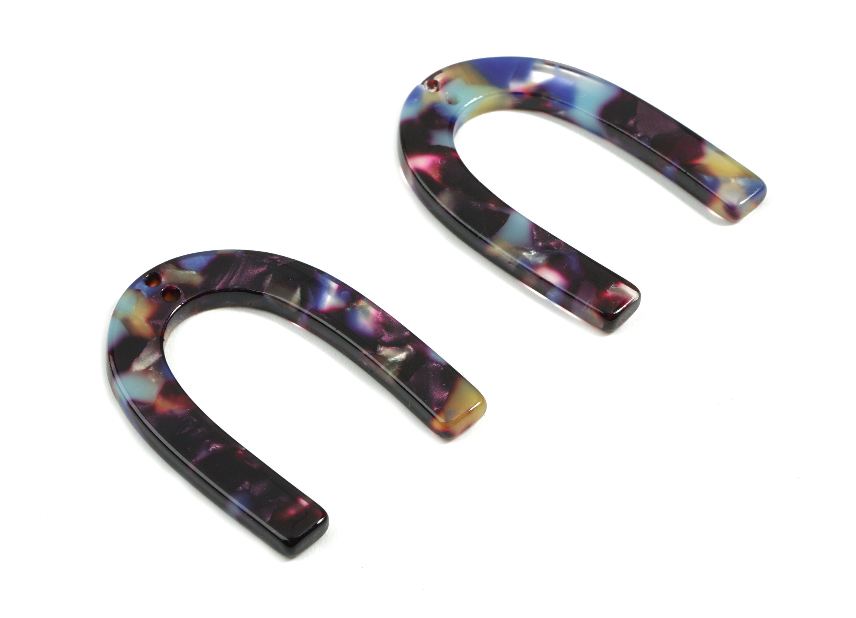 Acetate U Earring Connectors - U Earring Charms - Earring Findings - Jewelry Supplies - Color Code: A23 - 34.61x26.25x2.55mm - AC1114-A23 - DOMEDBAZAAR