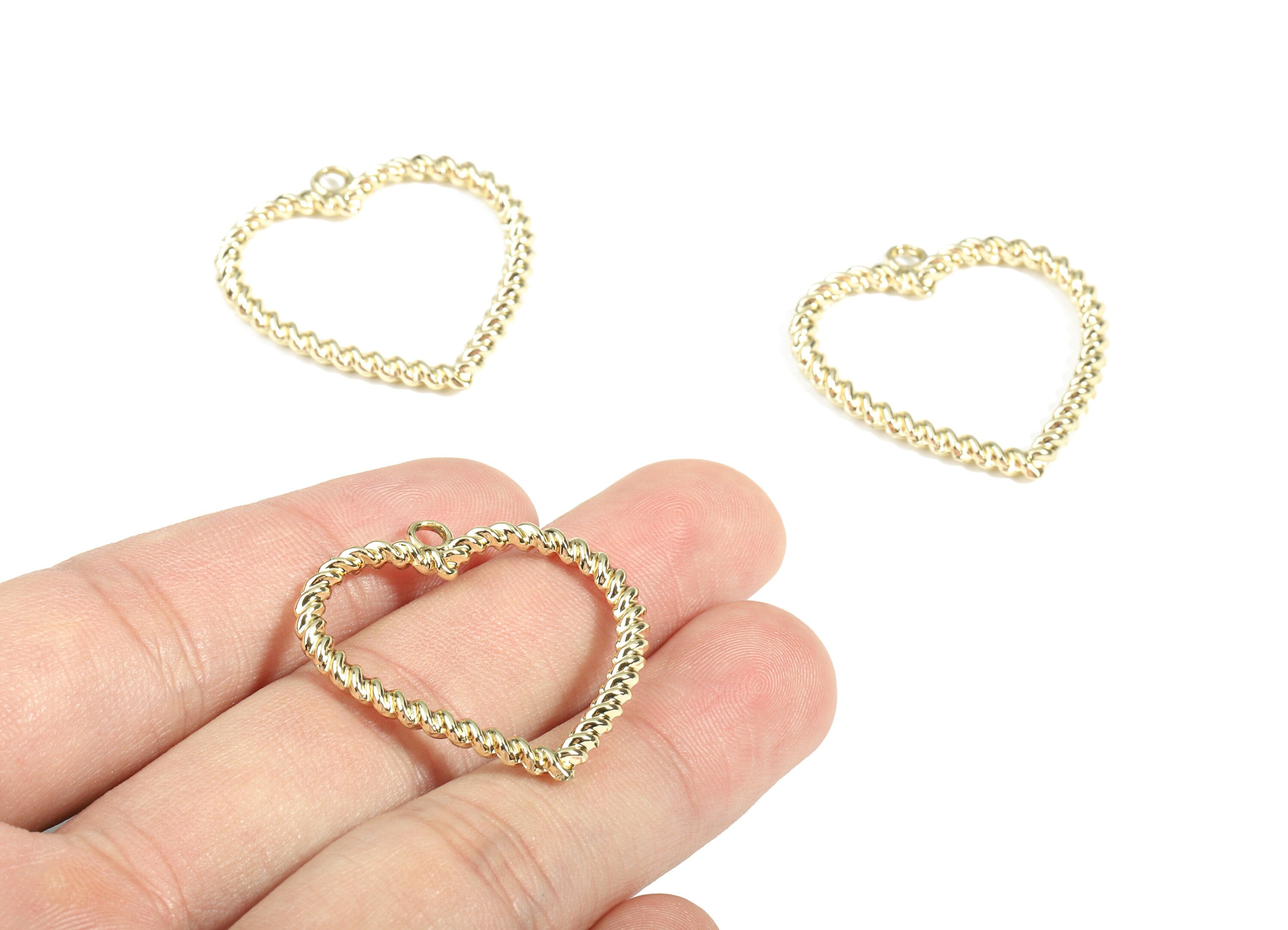 Alloy Heart Earring Charms - Zinc Alloy Screw Heart Pendant - Gold Tone Plated - Jewelry Supplies - 33.35x32.04x2.75mm - ZZ1658 - DOMEDBAZAAR