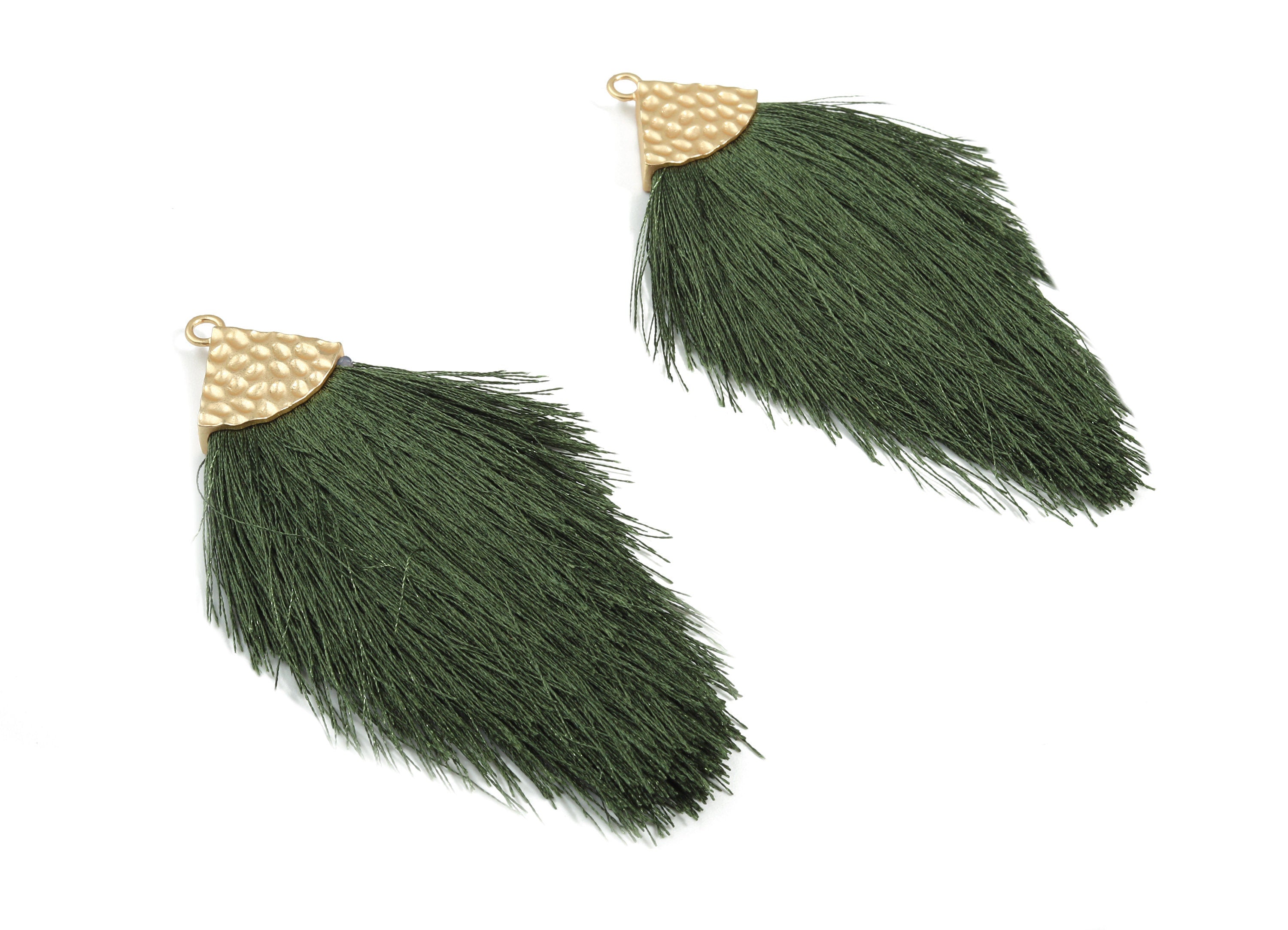 Tassel Earring Charms - Tassel Earring Charm - Puffy Tassel with Alloy Cap - Tassel Findings - Jewelry Supplies - 96.86x57.69mm - TS1125 - DOMEDBAZAAR