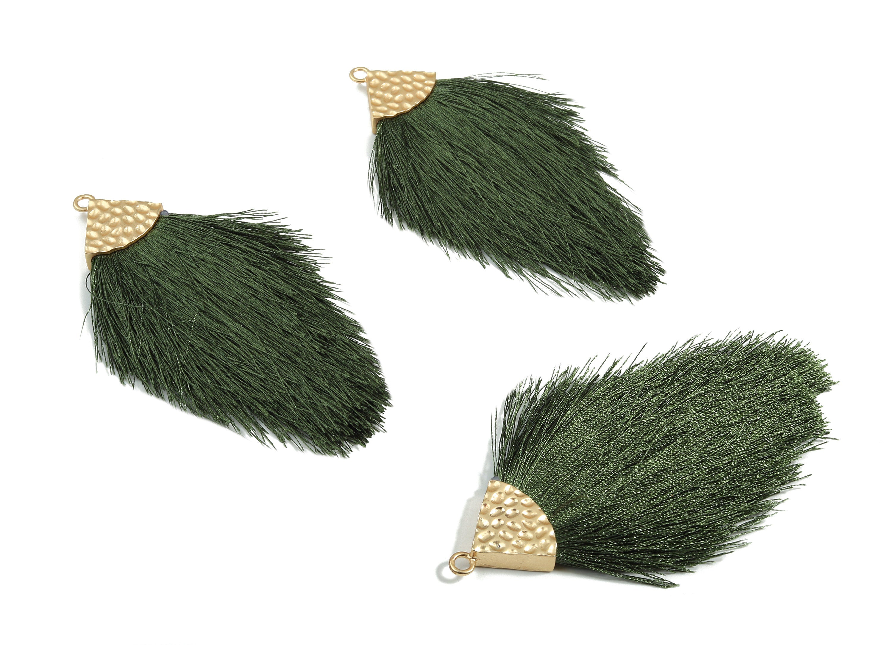Tassel Earring Charms - Tassel Earring Charm - Puffy Tassel with Alloy Cap - Tassel Findings - Jewelry Supplies - 96.86x57.69mm - TS1125 - DOMEDBAZAAR