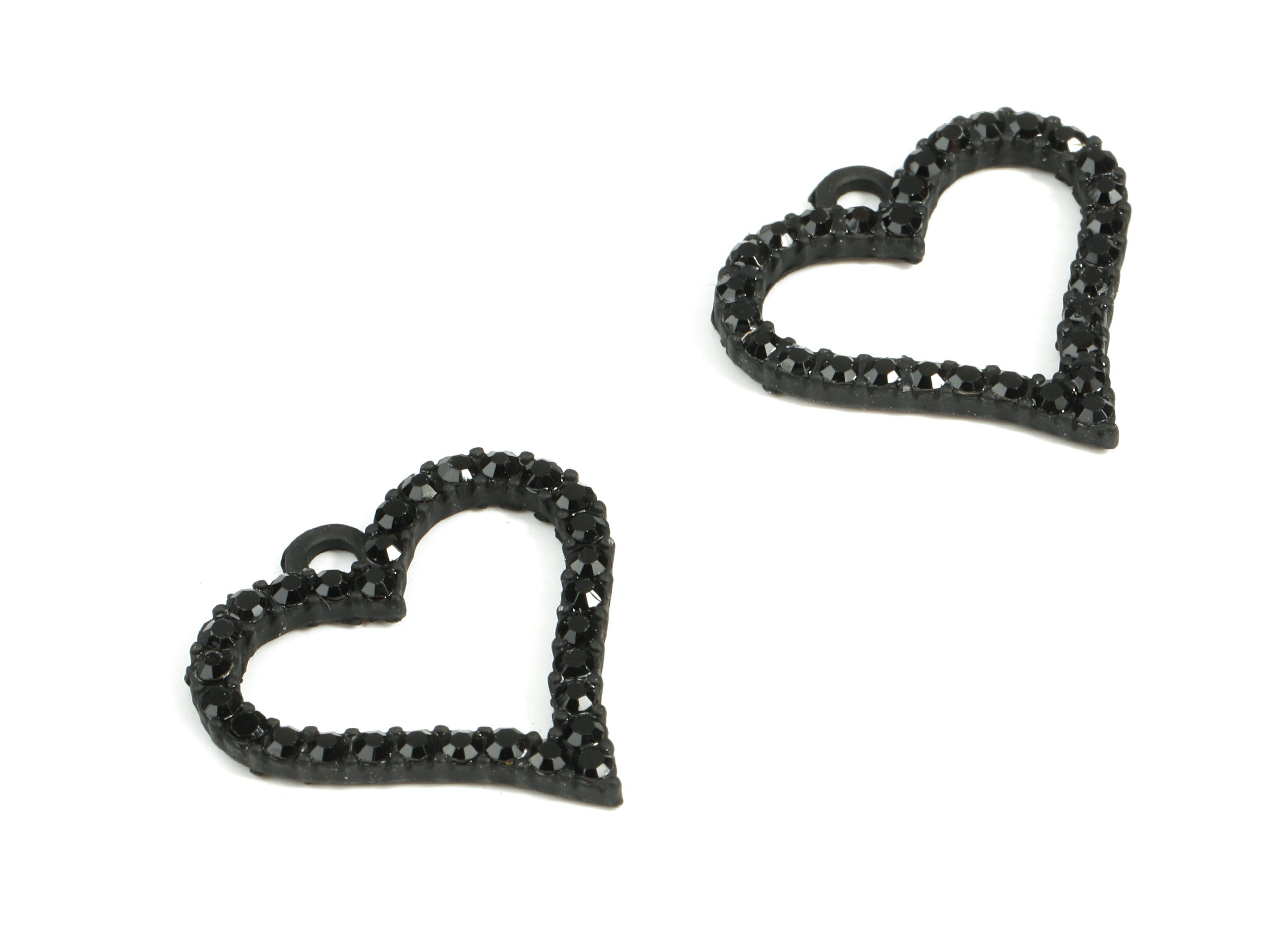 Alloy Heart Ring Earring Charms With Glasses - Zinc Alloy Heart Pendant - Matte Black Tone Plated - 22.29x22.22x2.7mm - ZZ1652 - DOMEDBAZAAR