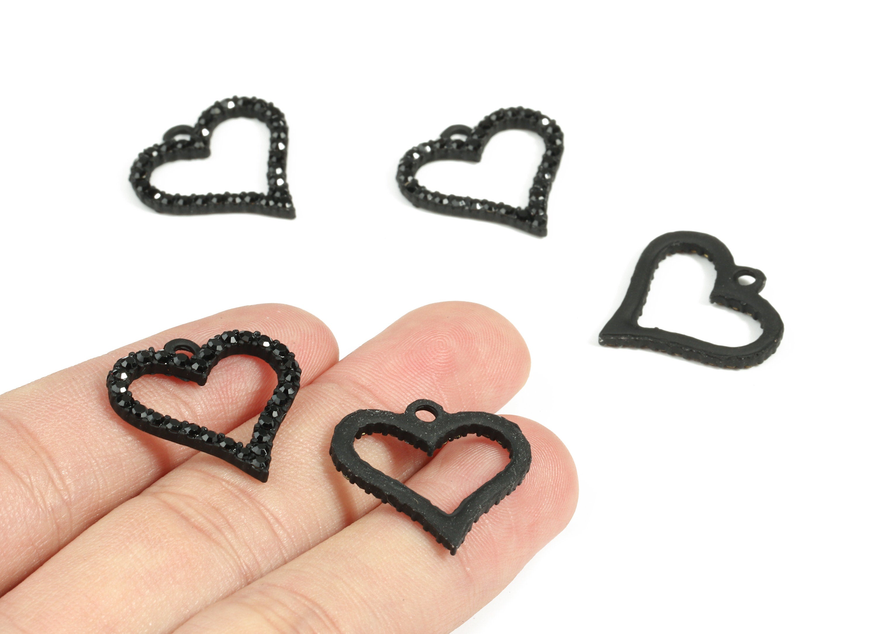 Alloy Heart Ring Earring Charms With Glasses - Zinc Alloy Heart Pendant - Matte Black Tone Plated - 22.29x22.22x2.7mm - ZZ1652 - DOMEDBAZAAR