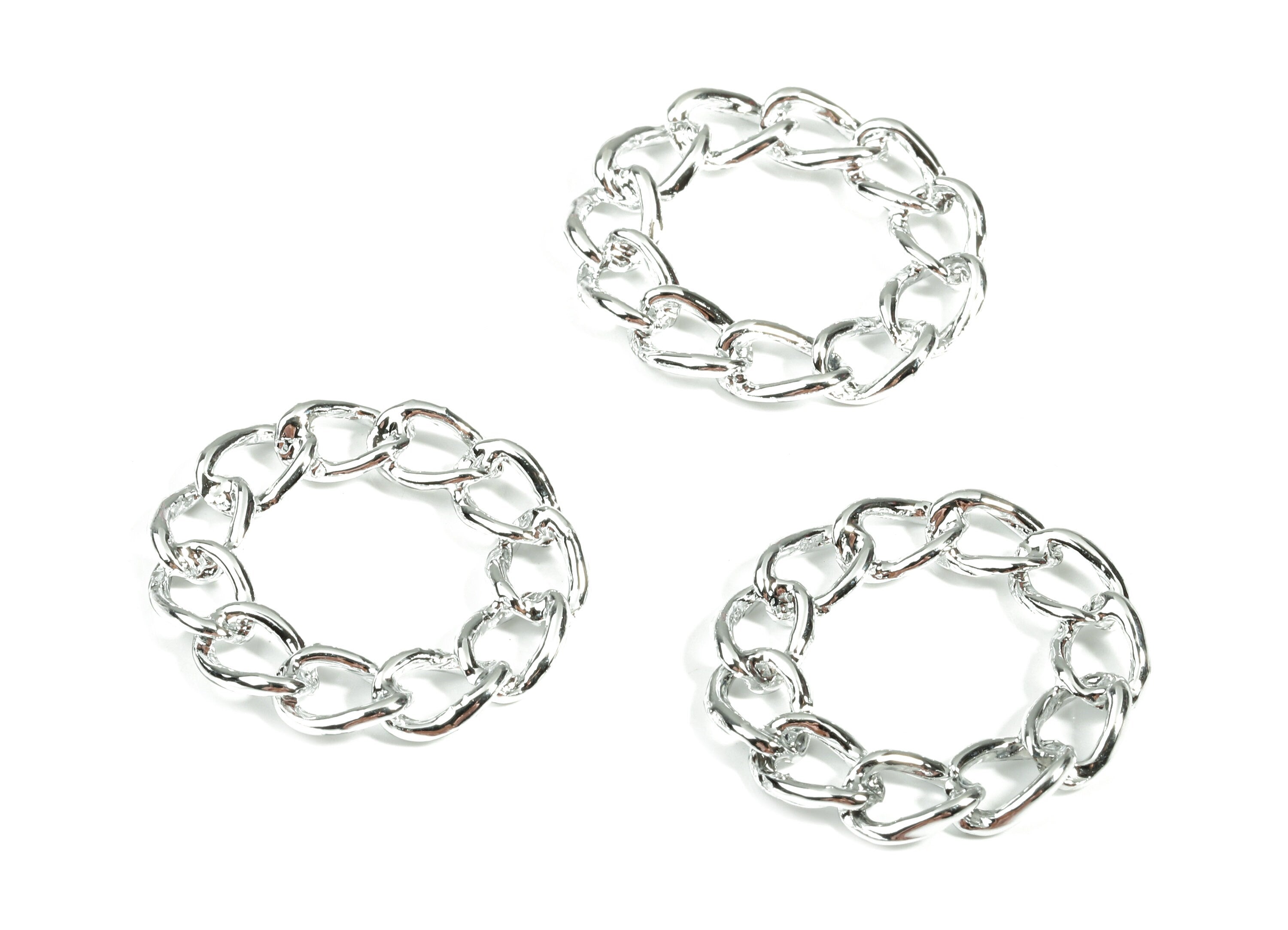 Alloy Curb Chain Circle Earring Charms - Zinc Alloy Chain Hoop Pendant - Silver Tone Plated - Jewelry Supplies - 28.33x26.4x3.03mm - ZZ1597 - DOMEDBAZAAR