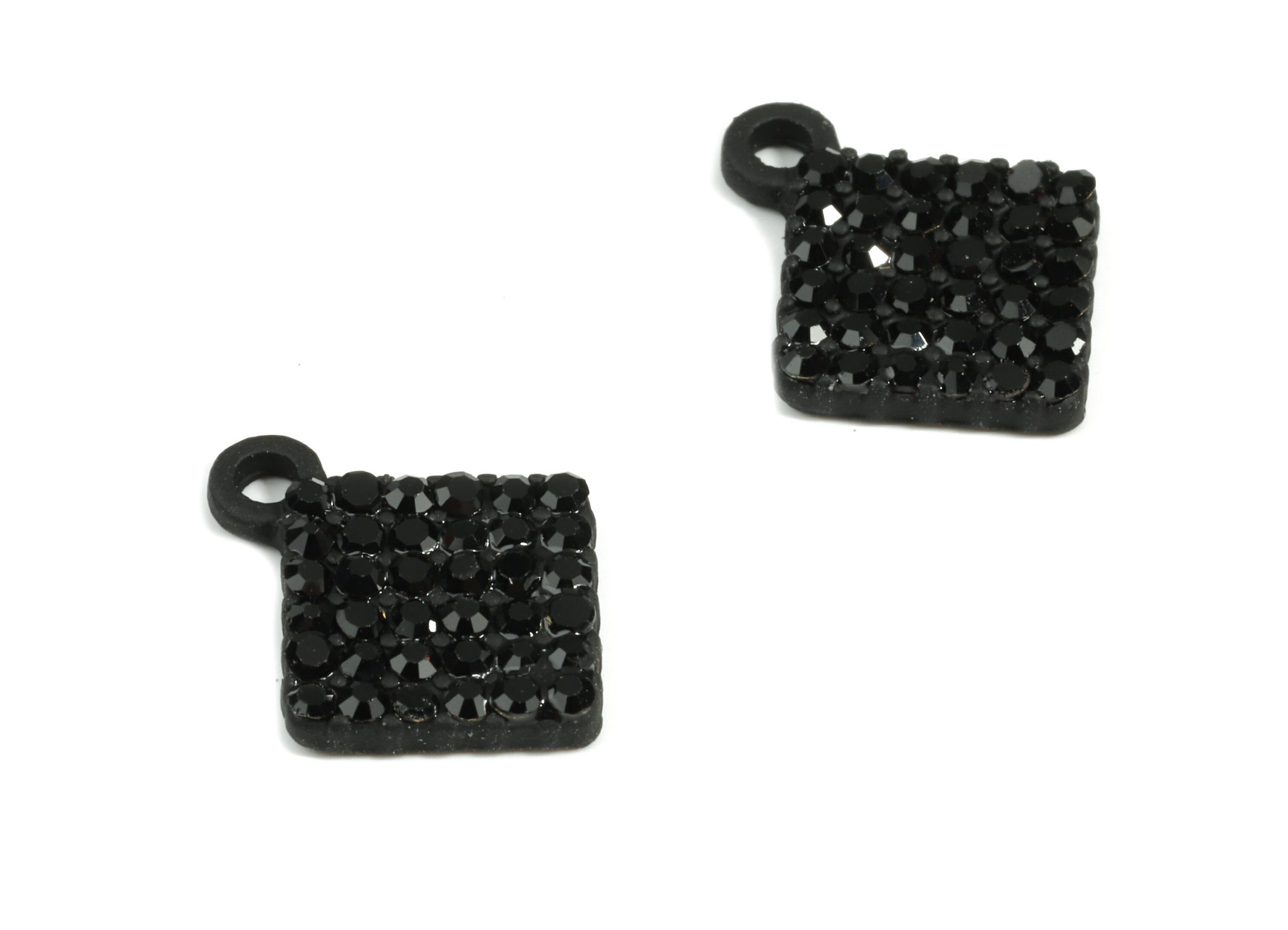 Alloy Square Earring Charms With Glasses - Zinc Alloy Square Pendant - Matte Black Tone Plated - Jewelry Supplies - 16.33x13.18x2mm - ZZ1634 - DOMEDBAZAAR