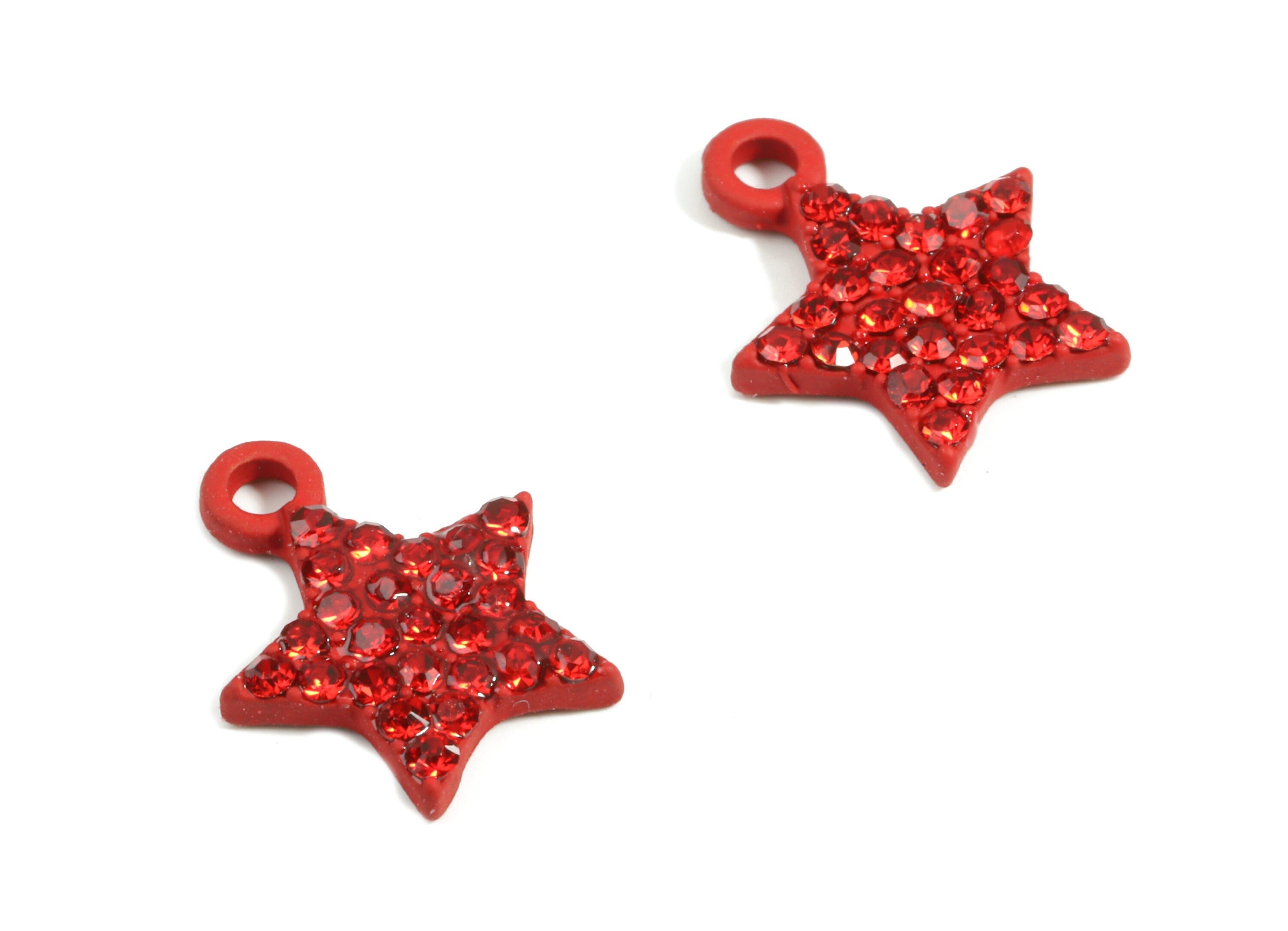 Alloy Star Earring Charms With Glasses - Zinc Alloy Star Pendant - Matte Red Tone Plated - Jewelry Supplies - 14.59x11.48x2.18mm - ZZ1637 - DOMEDBAZAAR