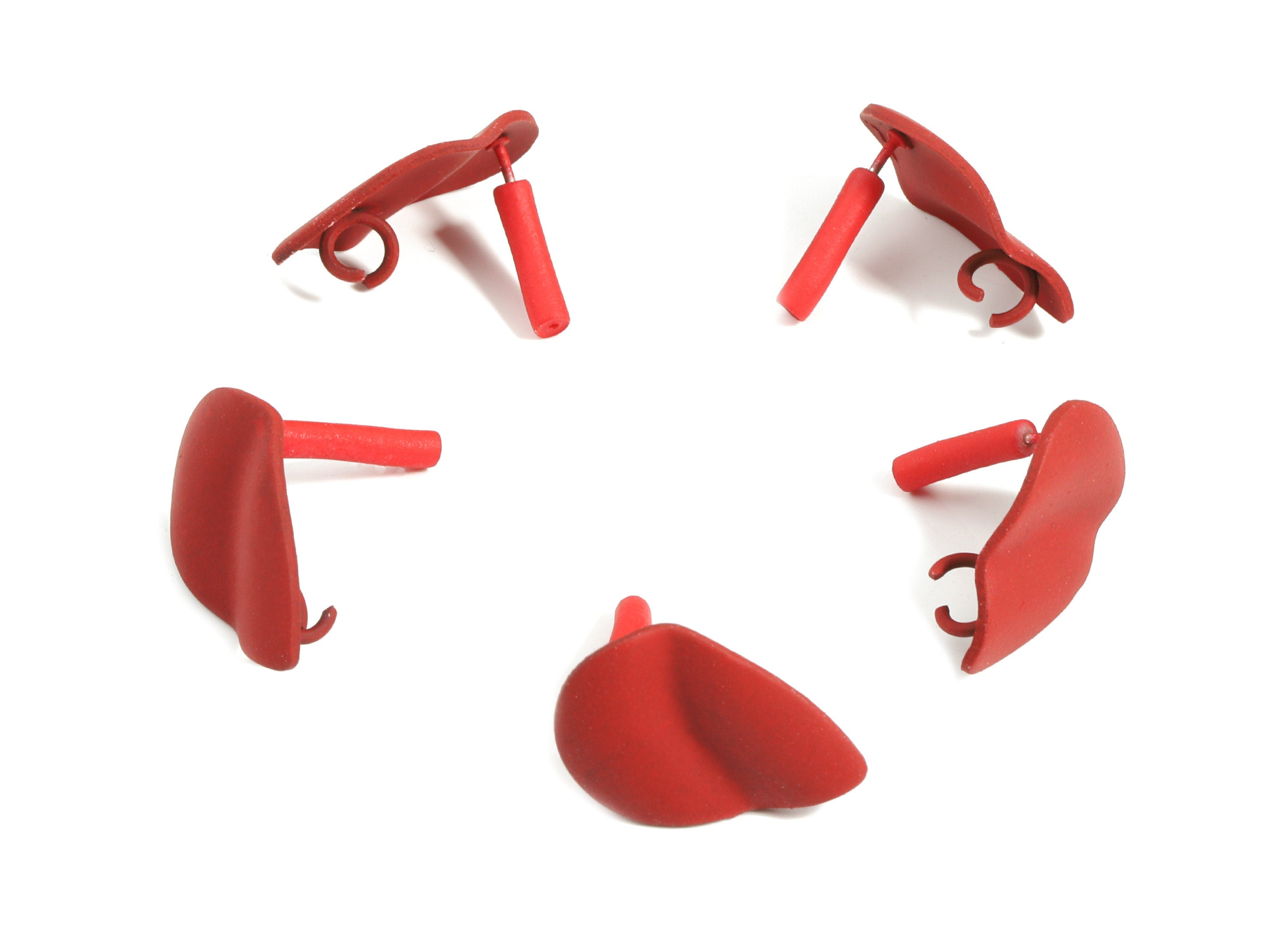 Alloy Drop Stud Earring With Loop - Zinc Alloy Drop Earring Post - Silver Stud - Matte Red Tone Plated - 19.68x13.13x1.27mm - ZZ1627 - DOMEDBAZAAR
