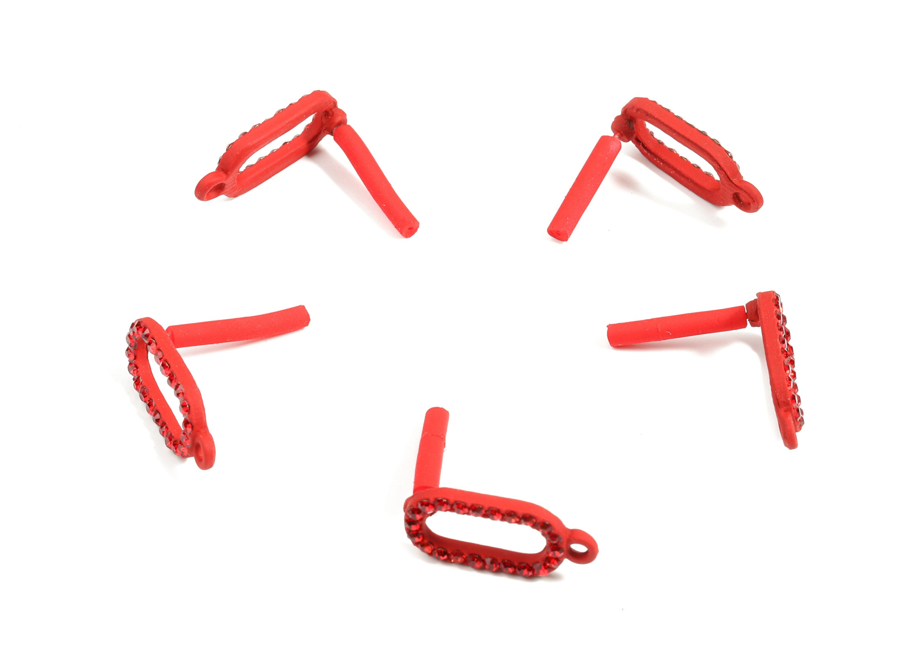Alloy Oval Ring Stud Earring With Glasses - Zinc Alloy Oval Earring Post With Loop - Matte Red Tone Plated - 19.57x9.07x2.48mm - ZZ1643 - DOMEDBAZAAR