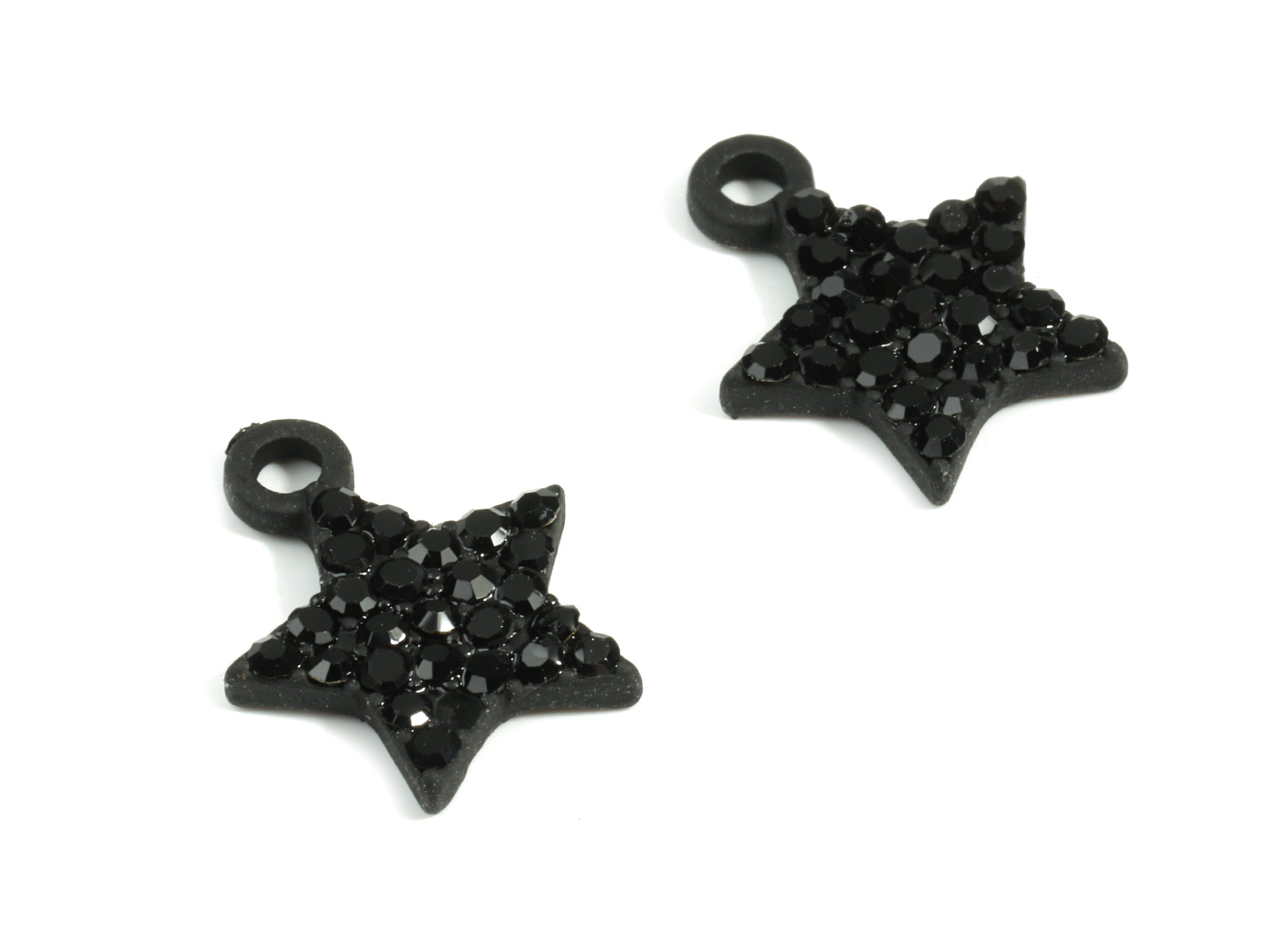 Alloy Star Earring Charms With Glasses - Zinc Alloy Star Pendant - Matte Black Tone Plated - Jewelry Supplies - 14.59x11.48x2.18mm - ZZ1638 - DOMEDBAZAAR