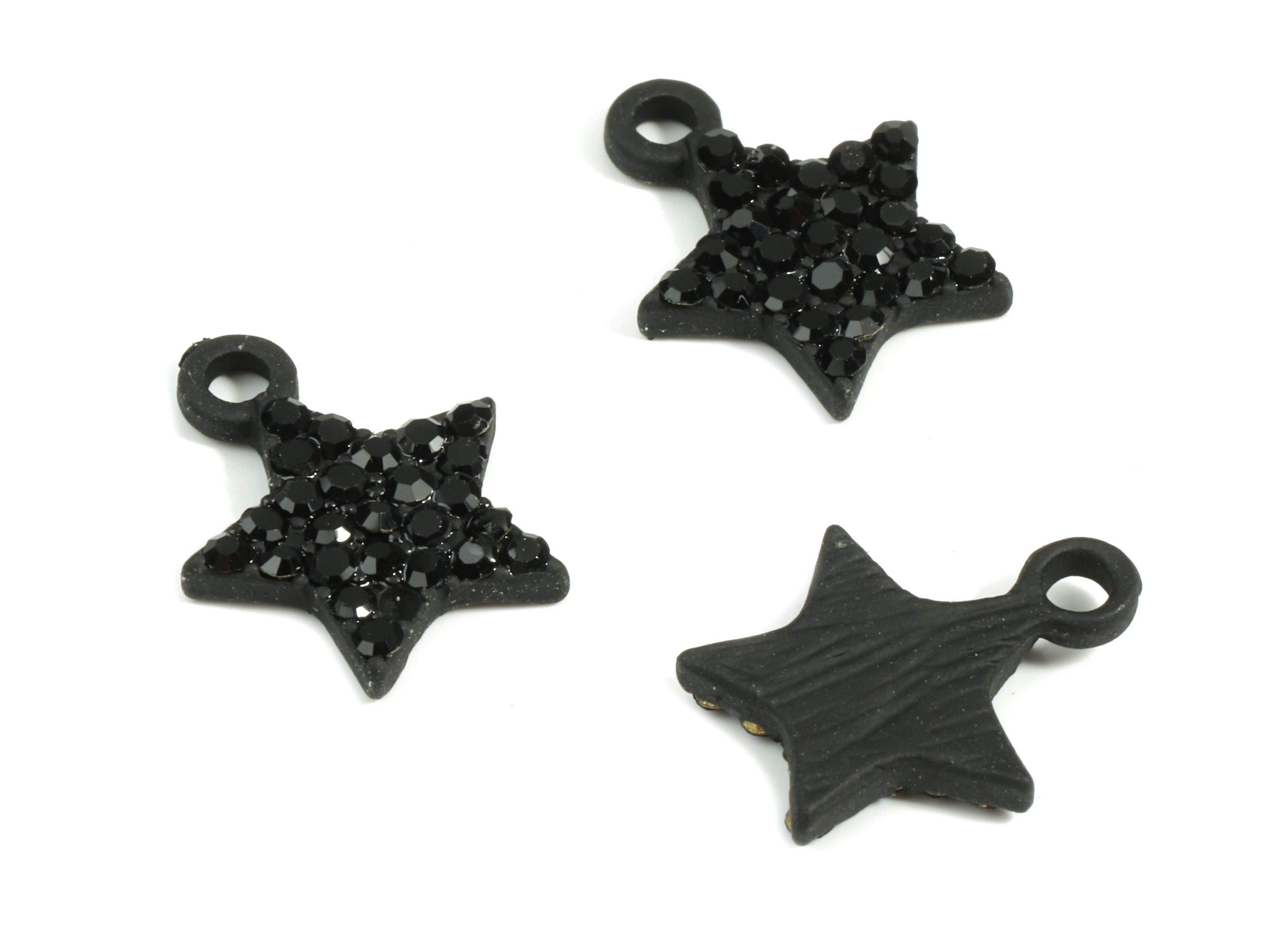 Alloy Star Earring Charms With Glasses - Zinc Alloy Star Pendant - Matte Black Tone Plated - Jewelry Supplies - 14.59x11.48x2.18mm - ZZ1638 - DOMEDBAZAAR