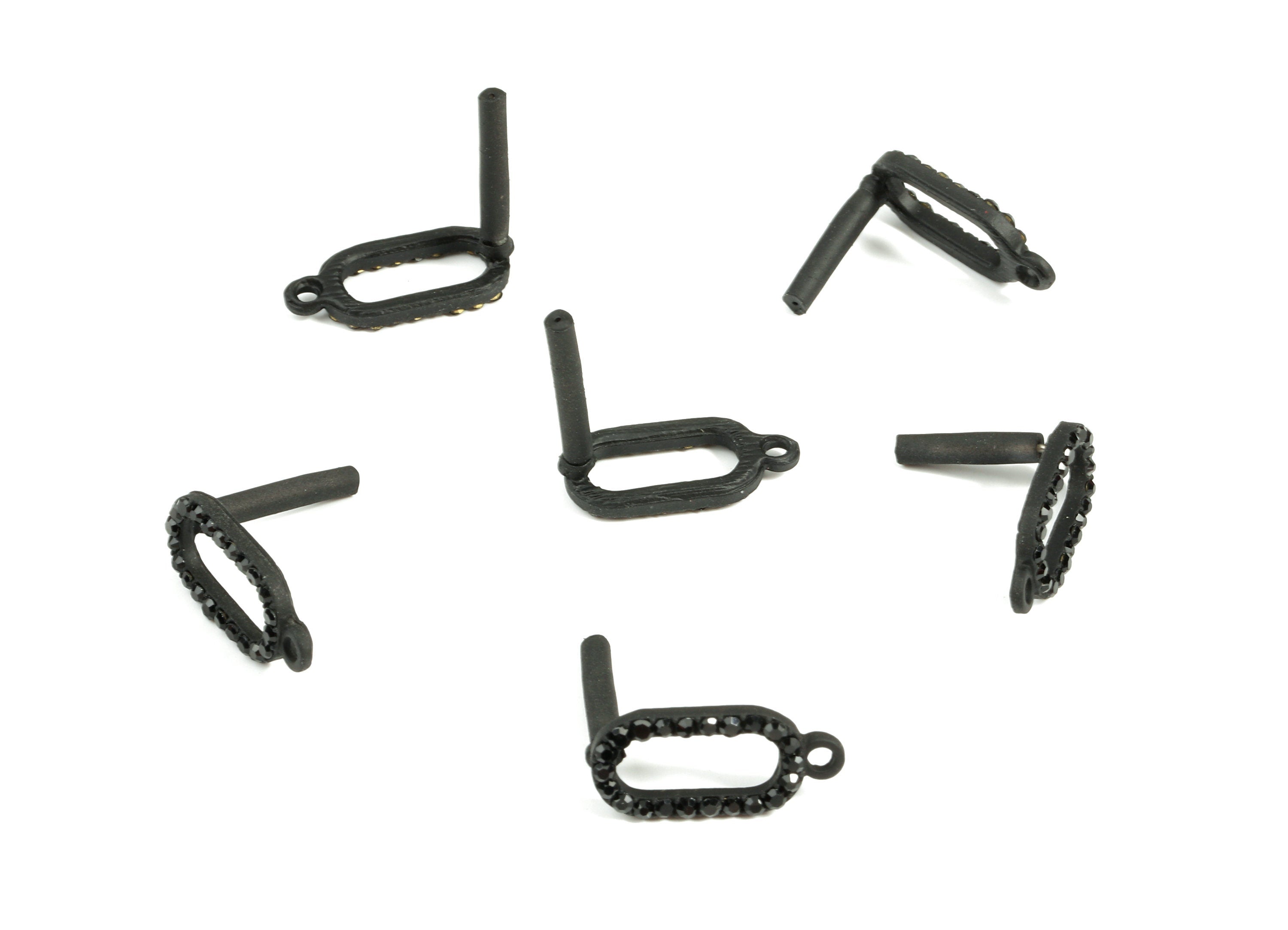 Alloy Oval Ring Stud Earring With Glasses - Zinc Alloy Oval Earring Post With Loop - Matte Black Tone Plated - 19.57x9.07x2.48mm - ZZ1644 - DOMEDBAZAAR