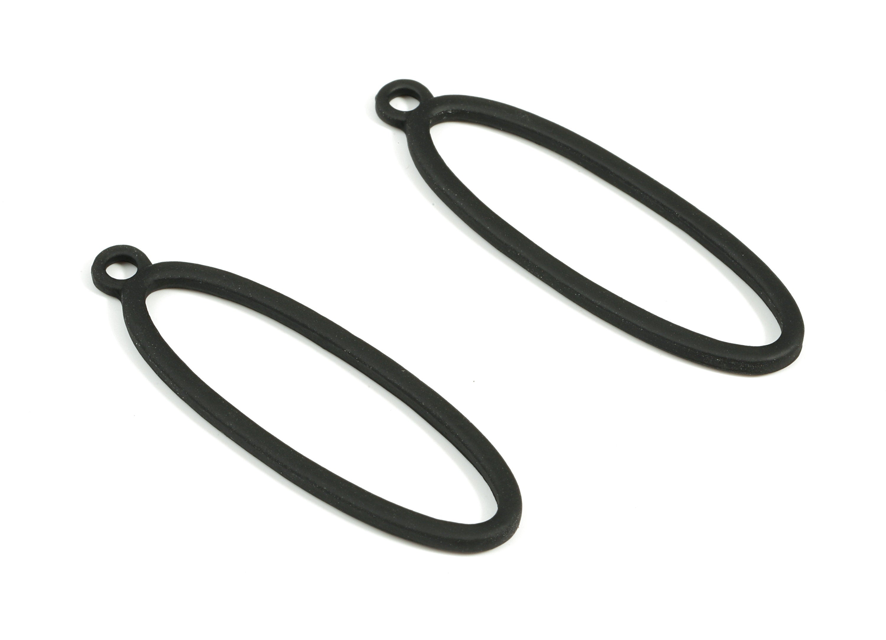 Alloy Oval Earring Charms - Zinc Alloy Oval Pendant - Matte Black Tone Plated - Jewelry Supplies - 42.54x13.4x1.98mm - ZZ1678 - DOMEDBAZAAR
