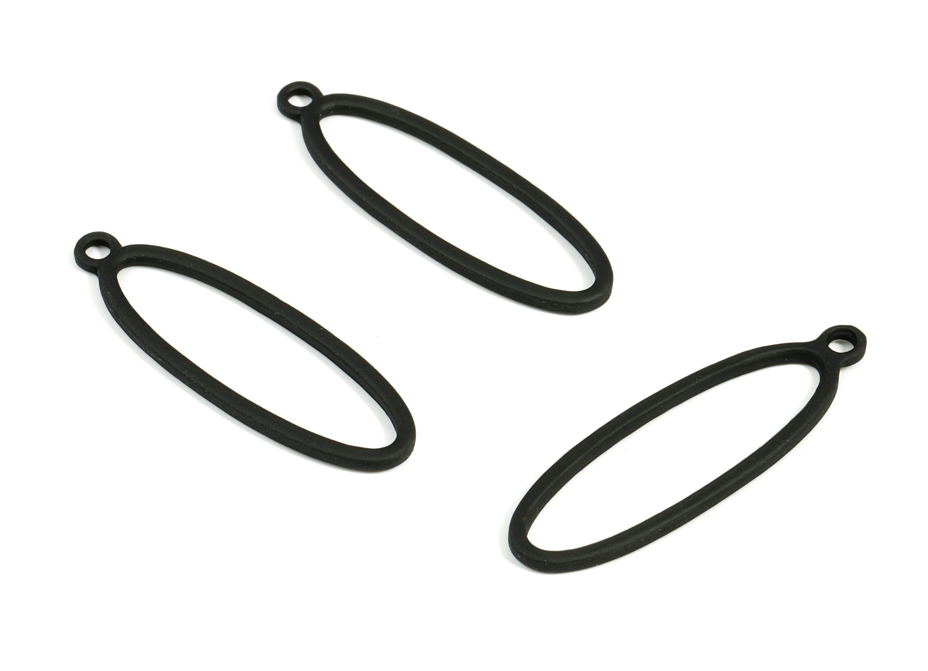 Alloy Oval Earring Charms - Zinc Alloy Oval Pendant - Matte Black Tone Plated - Jewelry Supplies - 42.54x13.4x1.98mm - ZZ1678 - DOMEDBAZAAR