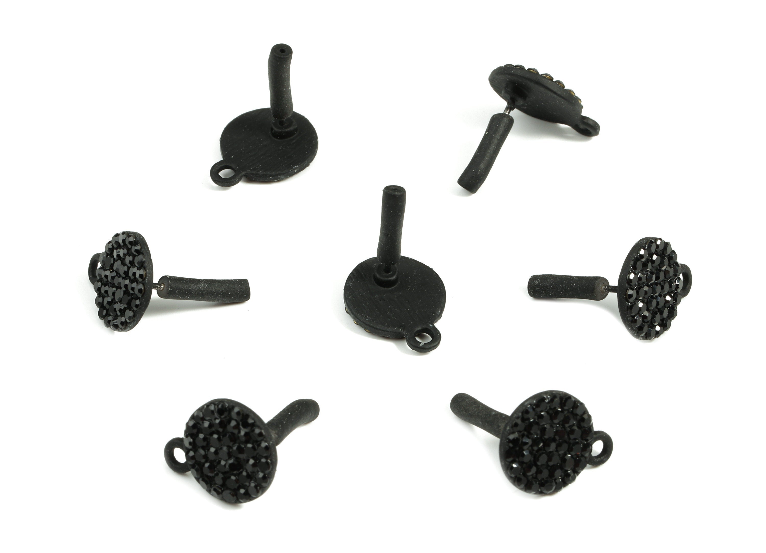 Alloy Round Stud Earring With Glasses - Zinc Alloy Circle Earring Post With Loop - Matte Black Tone Plated - 15.1x11.62x1.82mm - ZZ1642 - DOMEDBAZAAR