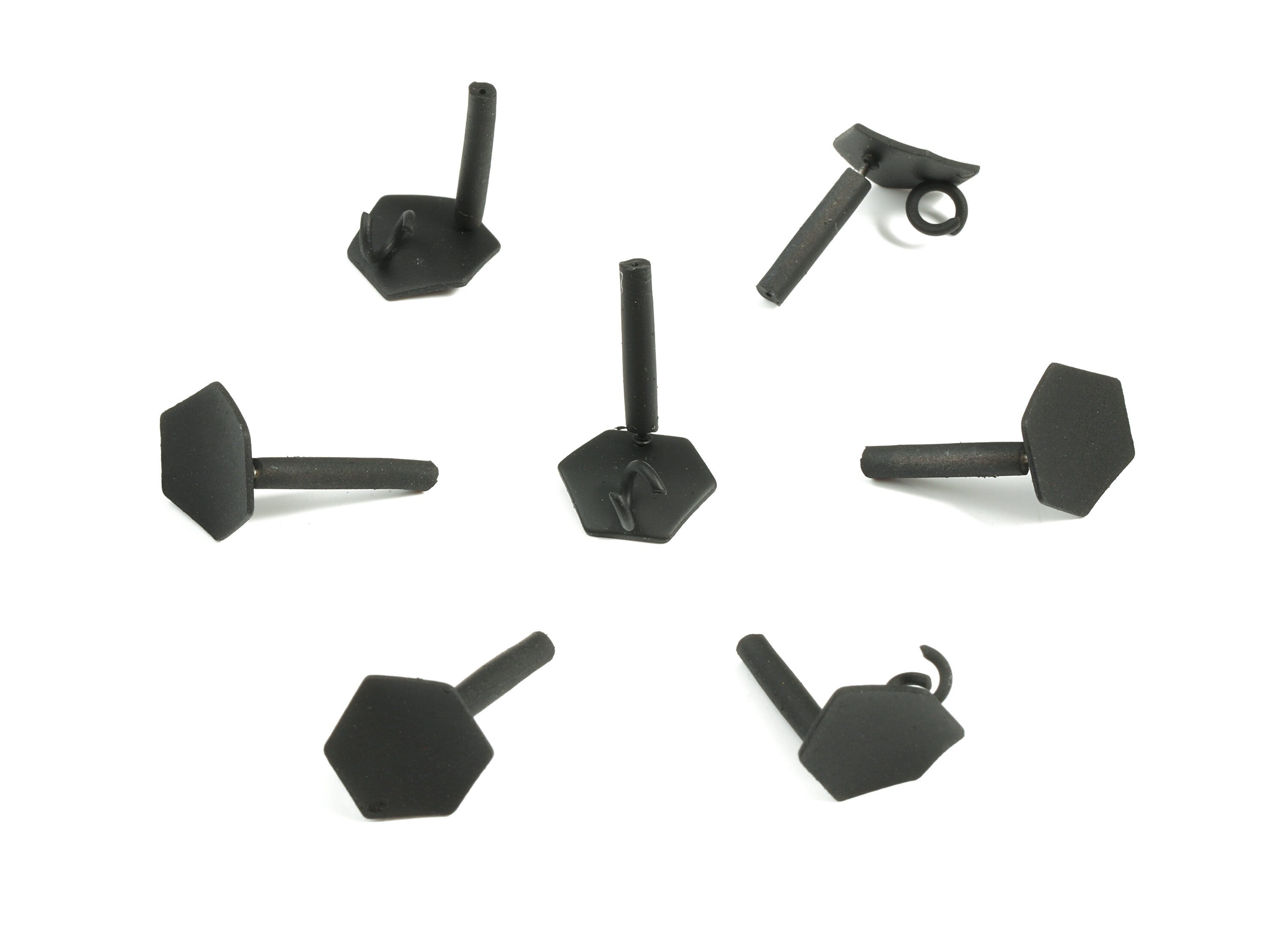 Alloy Hexagon Stud Earring With Loop - Zinc Alloy Hexagon Earring Post - Silver Stud - Matte Black Tone Plated - 11x11x1.02mm - ZZ1626 - DOMEDBAZAAR