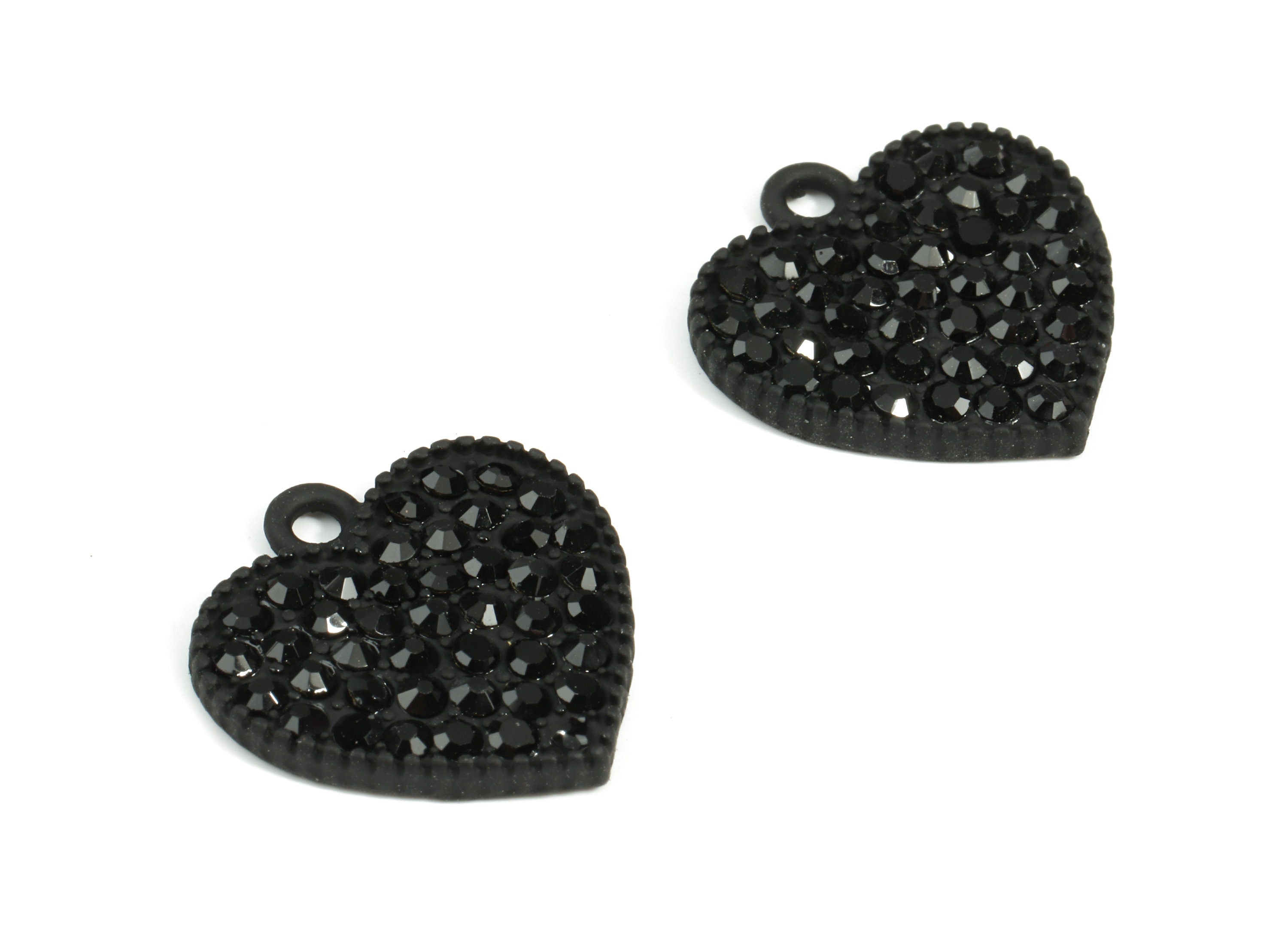 Alloy Heart Earring Charms With Glasses - Zinc Alloy Heart Pendant - Matte Black Tone Plated - Jewelry Supplies - 20.01x19.06x2.2mm - ZZ1636 - DOMEDBAZAAR