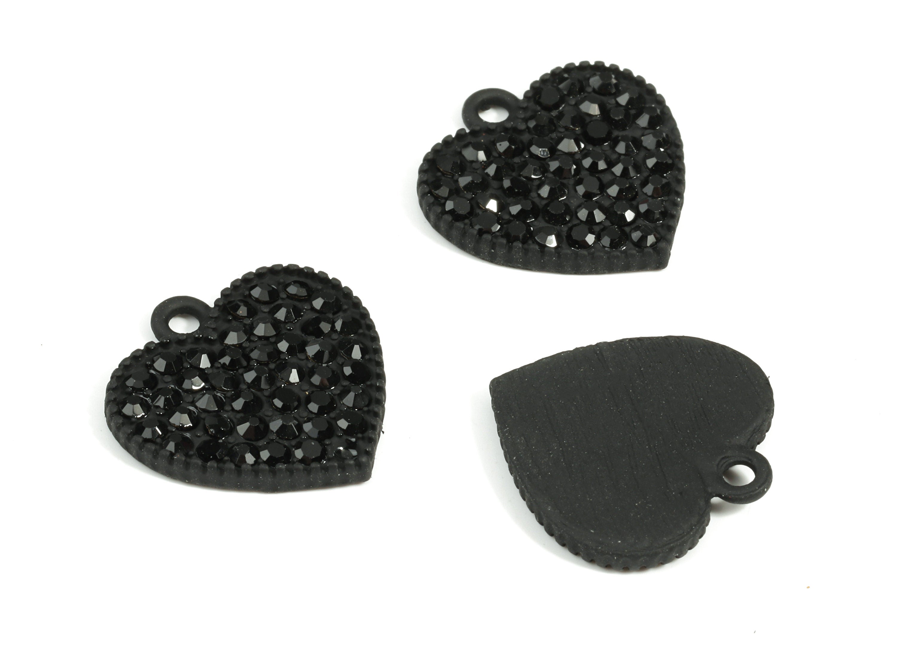 Alloy Heart Earring Charms With Glasses - Zinc Alloy Heart Pendant - Matte Black Tone Plated - Jewelry Supplies - 20.01x19.06x2.2mm - ZZ1636 - DOMEDBAZAAR