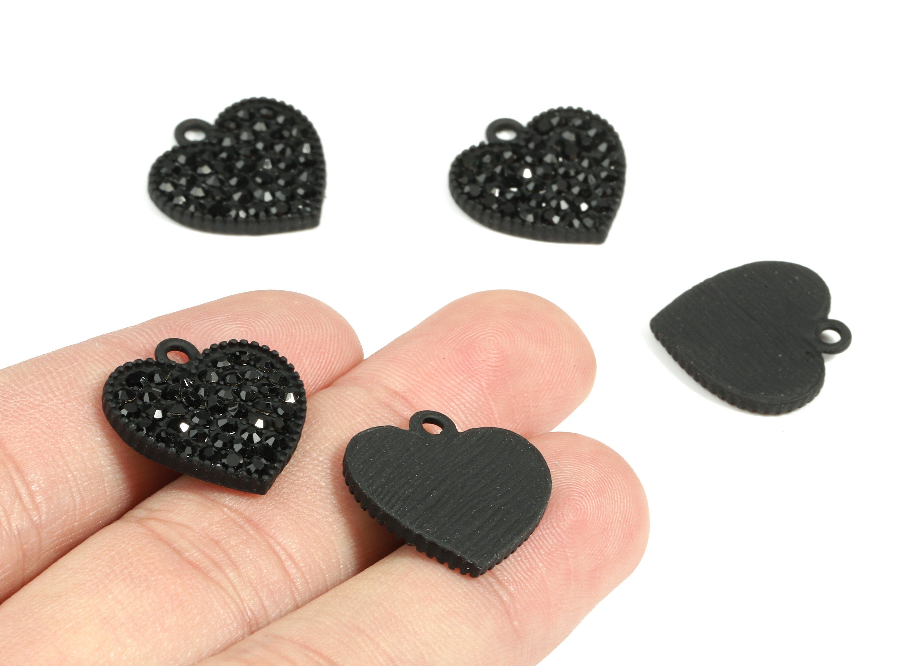 Alloy Heart Earring Charms With Glasses - Zinc Alloy Heart Pendant - Matte Black Tone Plated - Jewelry Supplies - 20.01x19.06x2.2mm - ZZ1636 - DOMEDBAZAAR