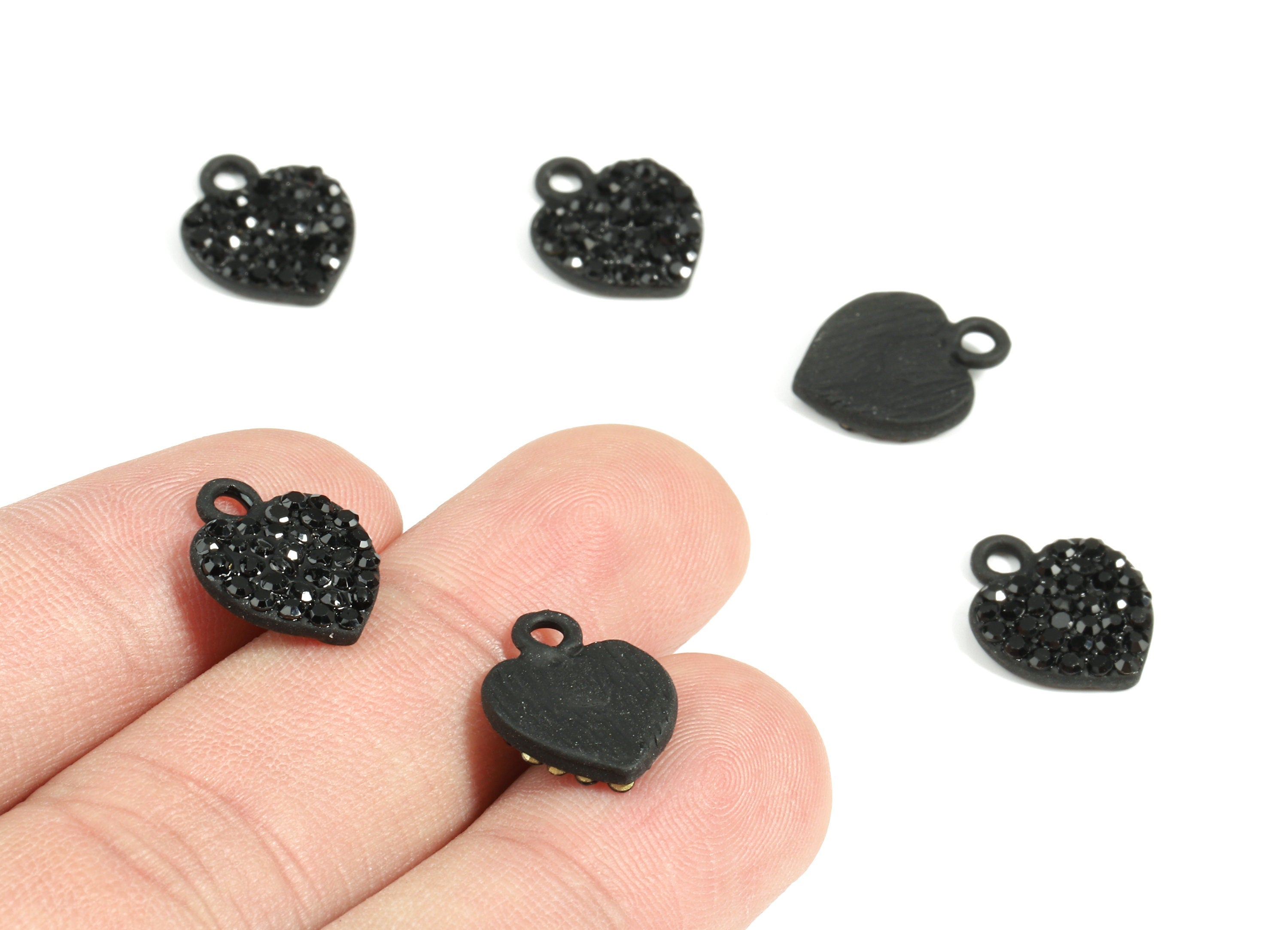 Alloy Heart Earring Charms With Glasses - Zinc Alloy Heart Pendant - Matte Black Tone Plated - Jewelry Supplies - 14.75x11.67x2.3mm - ZZ1648 - DOMEDBAZAAR