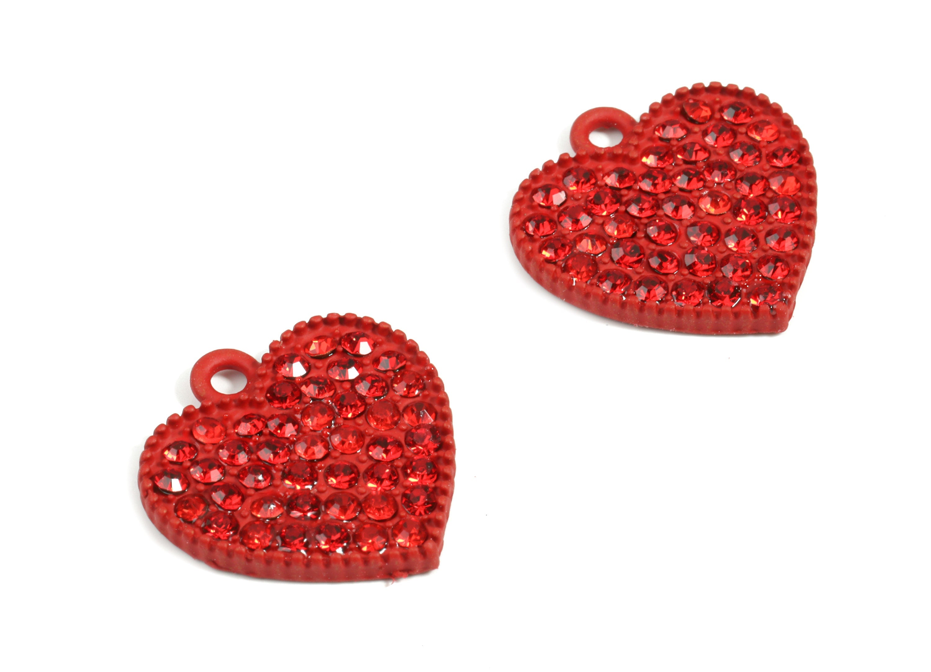 Alloy Heart Earring Charms With Glasses - Zinc Alloy Heart Pendant - Matte Red Tone Plated - Jewelry Supplies - 20.01x19.06x2.2mm - ZZ1635 - DOMEDBAZAAR