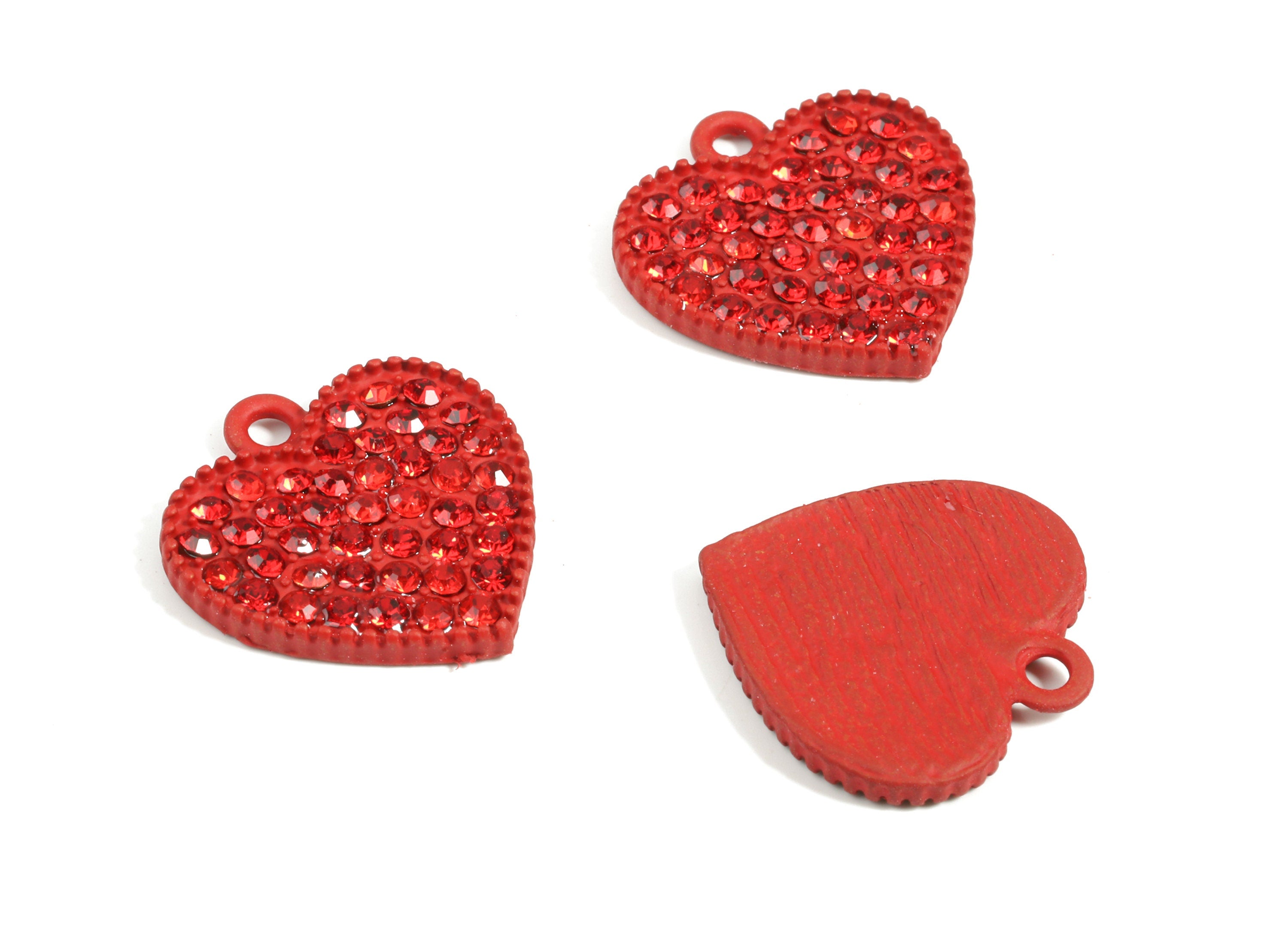 Alloy Heart Earring Charms With Glasses - Zinc Alloy Heart Pendant - Matte Red Tone Plated - Jewelry Supplies - 20.01x19.06x2.2mm - ZZ1635 - DOMEDBAZAAR