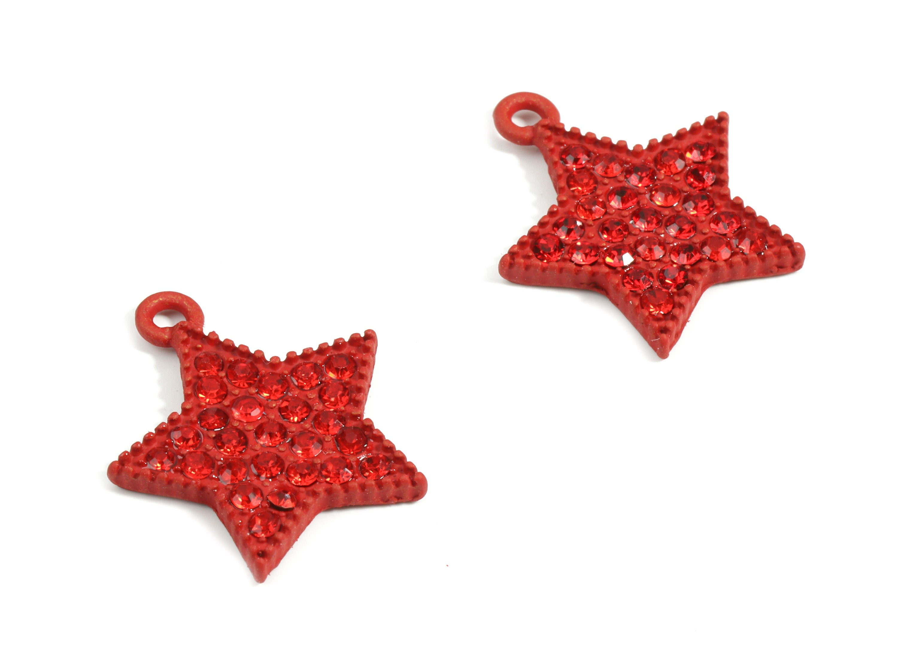 Alloy Star Earring Charms With Glasses - Zinc Alloy Star Pendant - Matte Red Tone Plated - Jewelry Supplies - 22.02x18.34x2.41mm - ZZ1639 - DOMEDBAZAAR