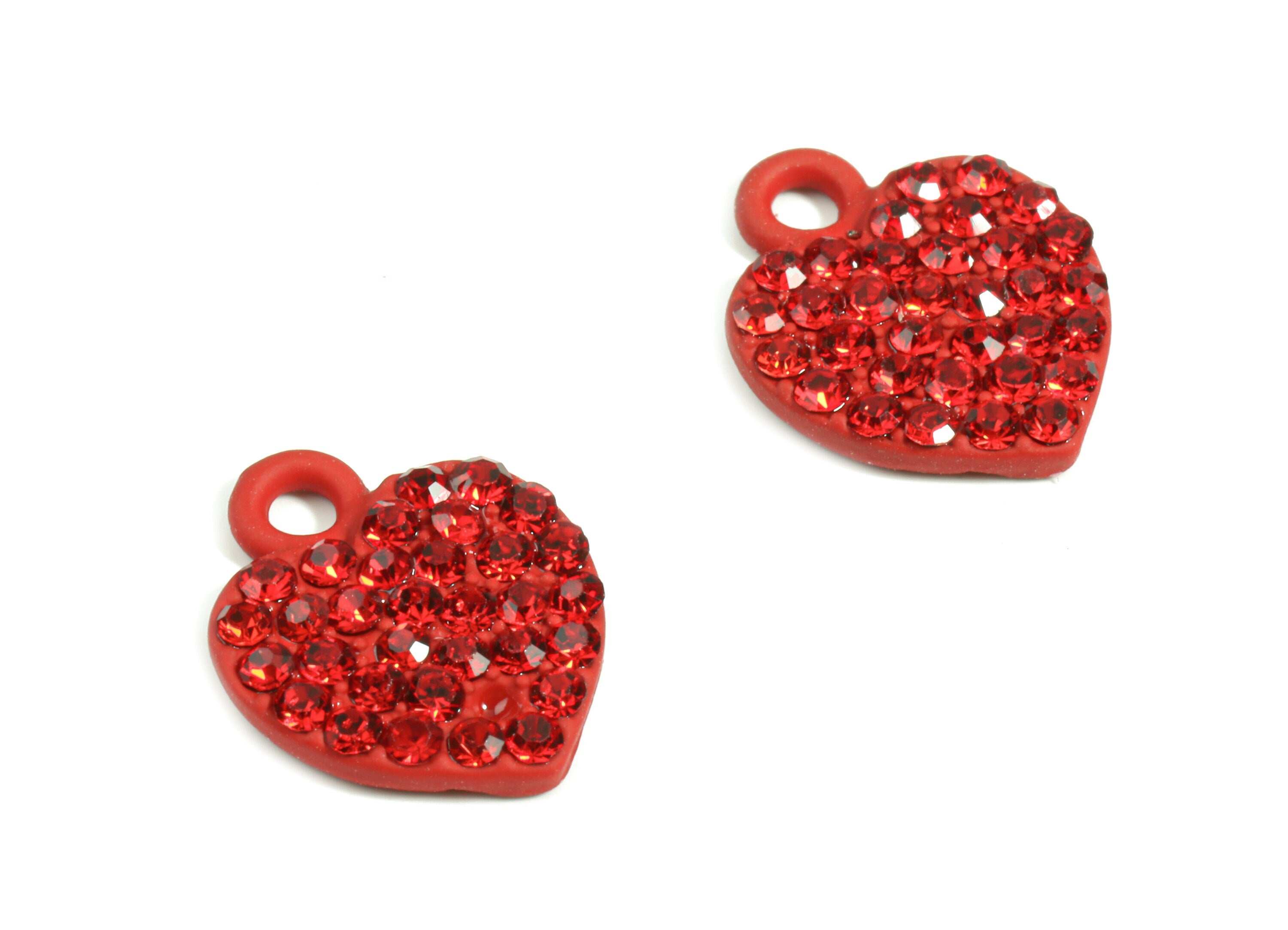 Alloy Heart Earring Charms With Glasses - Zinc Alloy Heart Pendant - Matte Red Tone Plated - Jewelry Supplies - 14.75x11.67x2.3mm - ZZ1647 - DOMEDBAZAAR