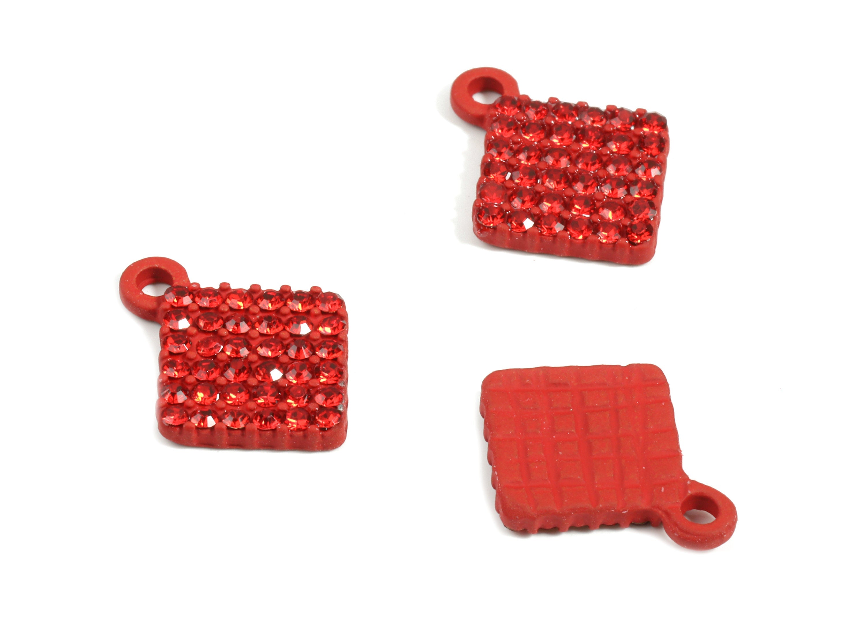 Alloy Square Earring Charms With Glasses - Zinc Alloy Square Pendant - Matte Red Tone Plated - Jewelry Supplies - 16.33x13.18x2mm - ZZ1633 - DOMEDBAZAAR