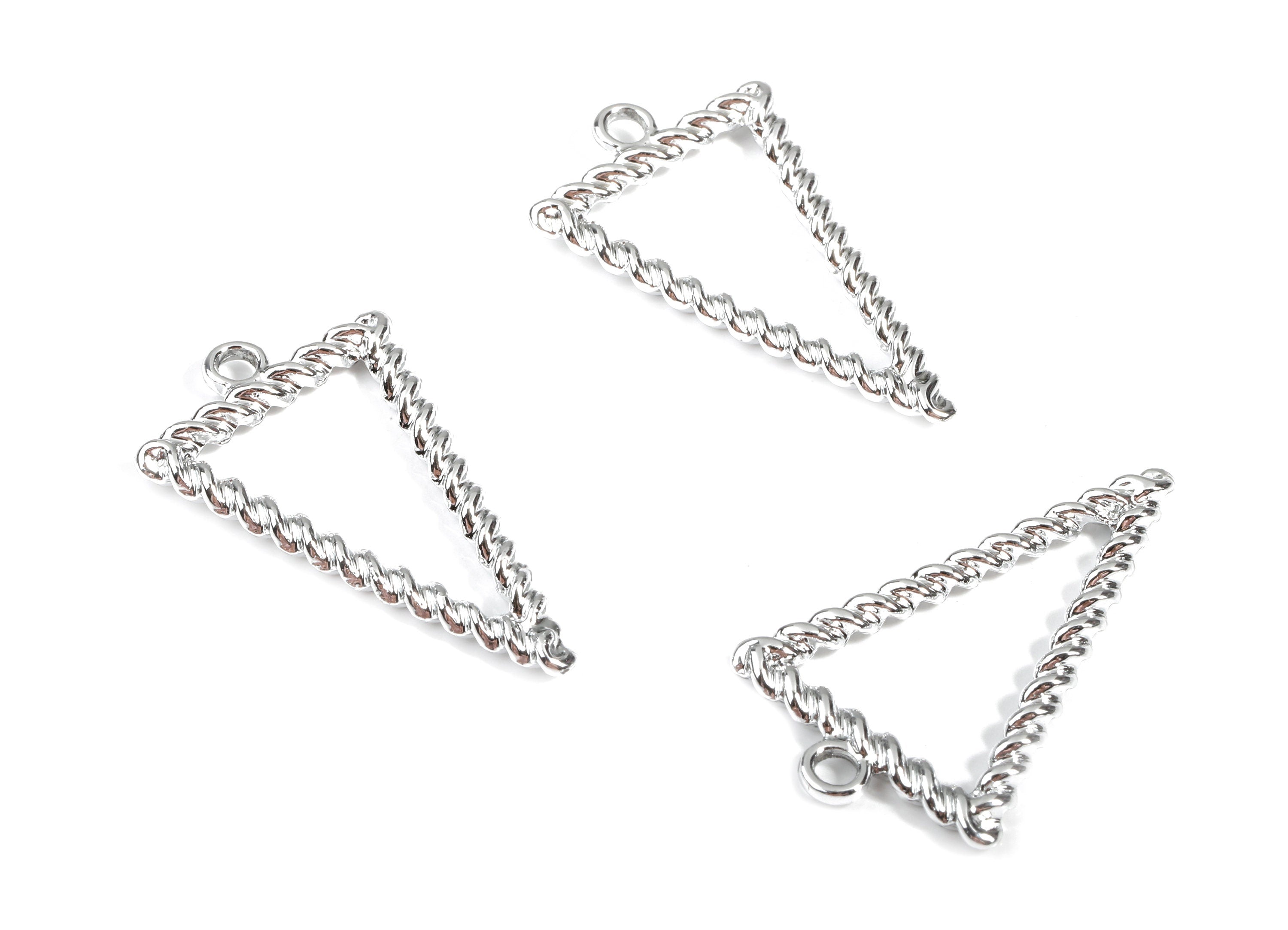 Alloy Triangle Earring Charms - Zinc Alloy Screw Triangle Pendant - Silver Tone Plated - Jewelry Supplies - 32.21x20.74x2.66mm - ZZ1671 - DOMEDBAZAAR