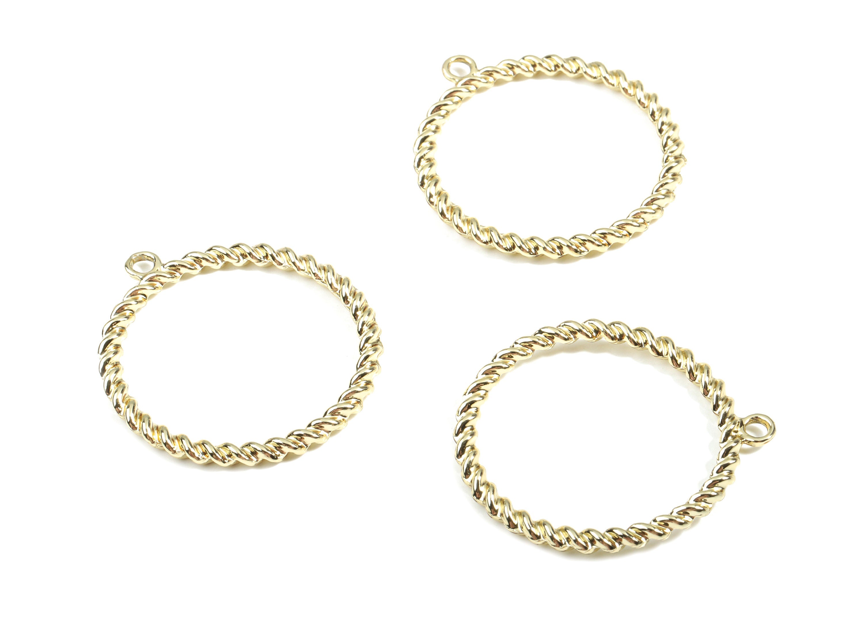 Alloy Circle Ring Earring Charms - Zinc Alloy Screw Hoop Pendant - Gold Tone Plated - Jewelry Supplies - 35.39x32.03x2.78mm - ZZ1655 - DOMEDBAZAAR
