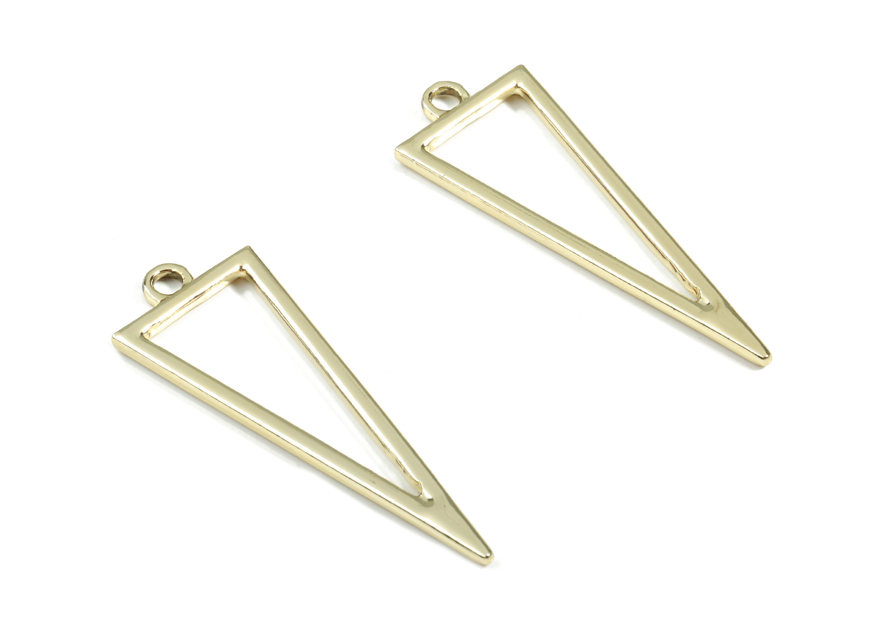 Alloy Triangle Earring Charms - Zinc Alloy Triangle Pendant - Gold Tone Plated - Jewelry Supplies - 42.53x15.41x1.95mm - ZZ1667 - DOMEDBAZAAR