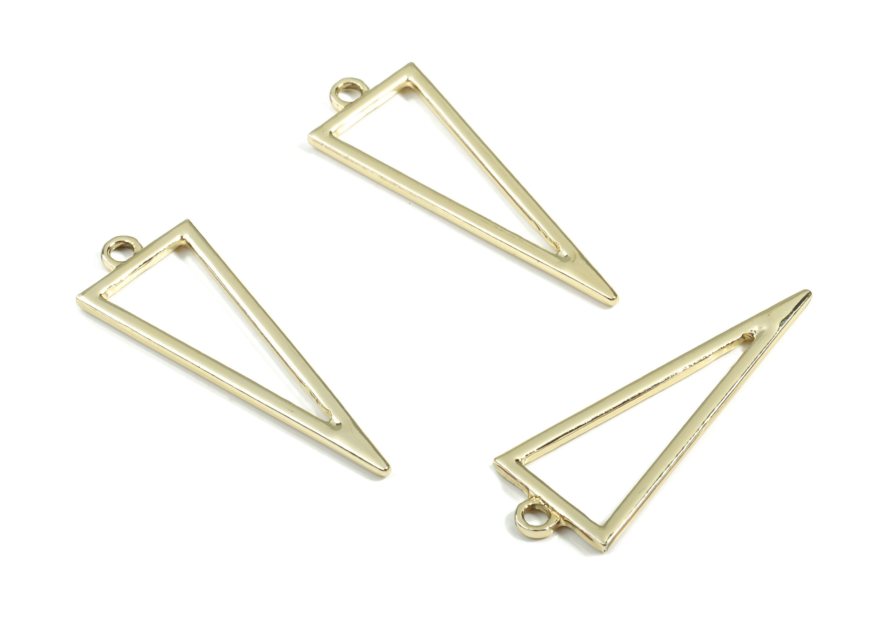 Alloy Triangle Earring Charms - Zinc Alloy Triangle Pendant - Gold Tone Plated - Jewelry Supplies - 42.53x15.41x1.95mm - ZZ1667 - DOMEDBAZAAR