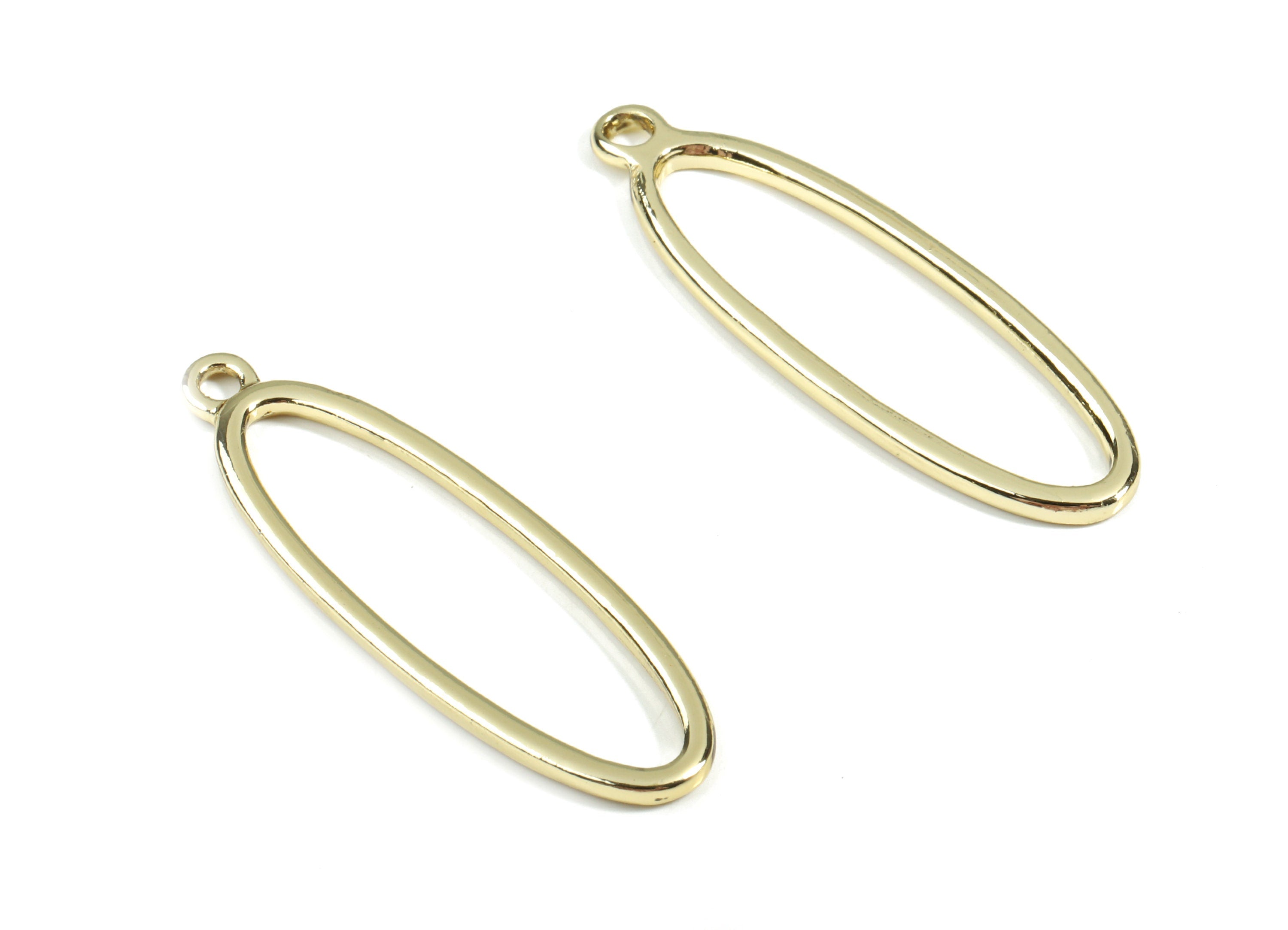Alloy Oval Earring Charms - Zinc Alloy Oval Pendant - Gold Tone Plated - Earring Findings - Jewelry Supplies - 42.54x13.4x1.97mm - ZZ1676 - DOMEDBAZAAR