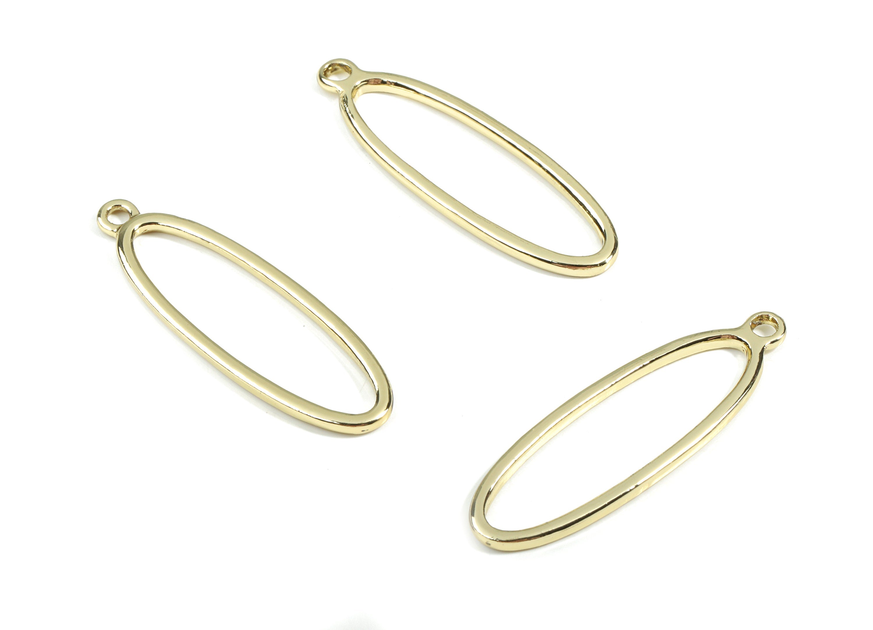 Alloy Oval Earring Charms - Zinc Alloy Oval Pendant - Gold Tone Plated - Earring Findings - Jewelry Supplies - 42.54x13.4x1.97mm - ZZ1676 - DOMEDBAZAAR