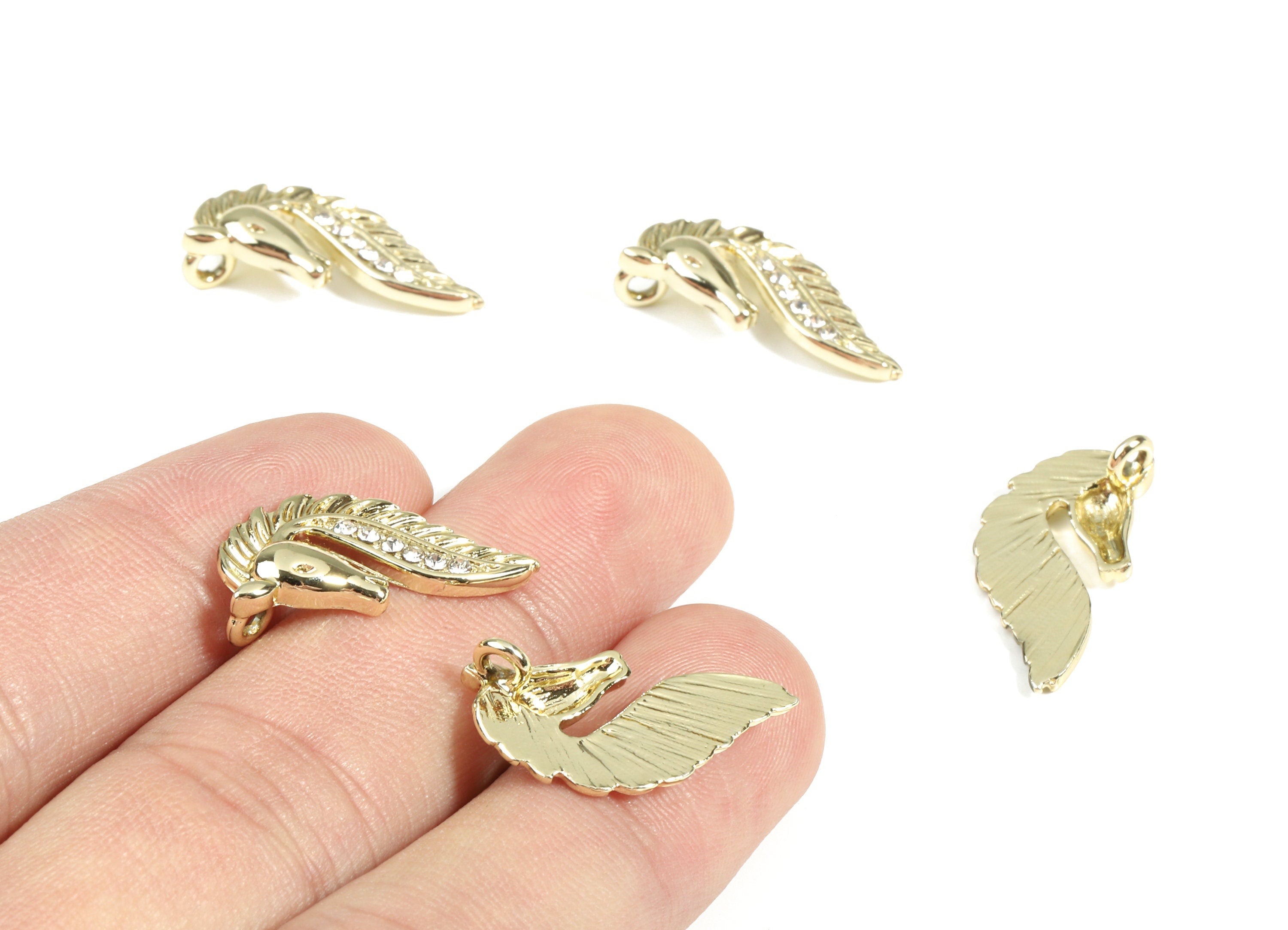 Alloy Horse Earring Charms With Glasses - Zinc Alloy Horse Pendant - Gold Tone Plated - Jewelry Supplies - 22.07x11.41x1.82mm - ZZ1654 - DOMEDBAZAAR