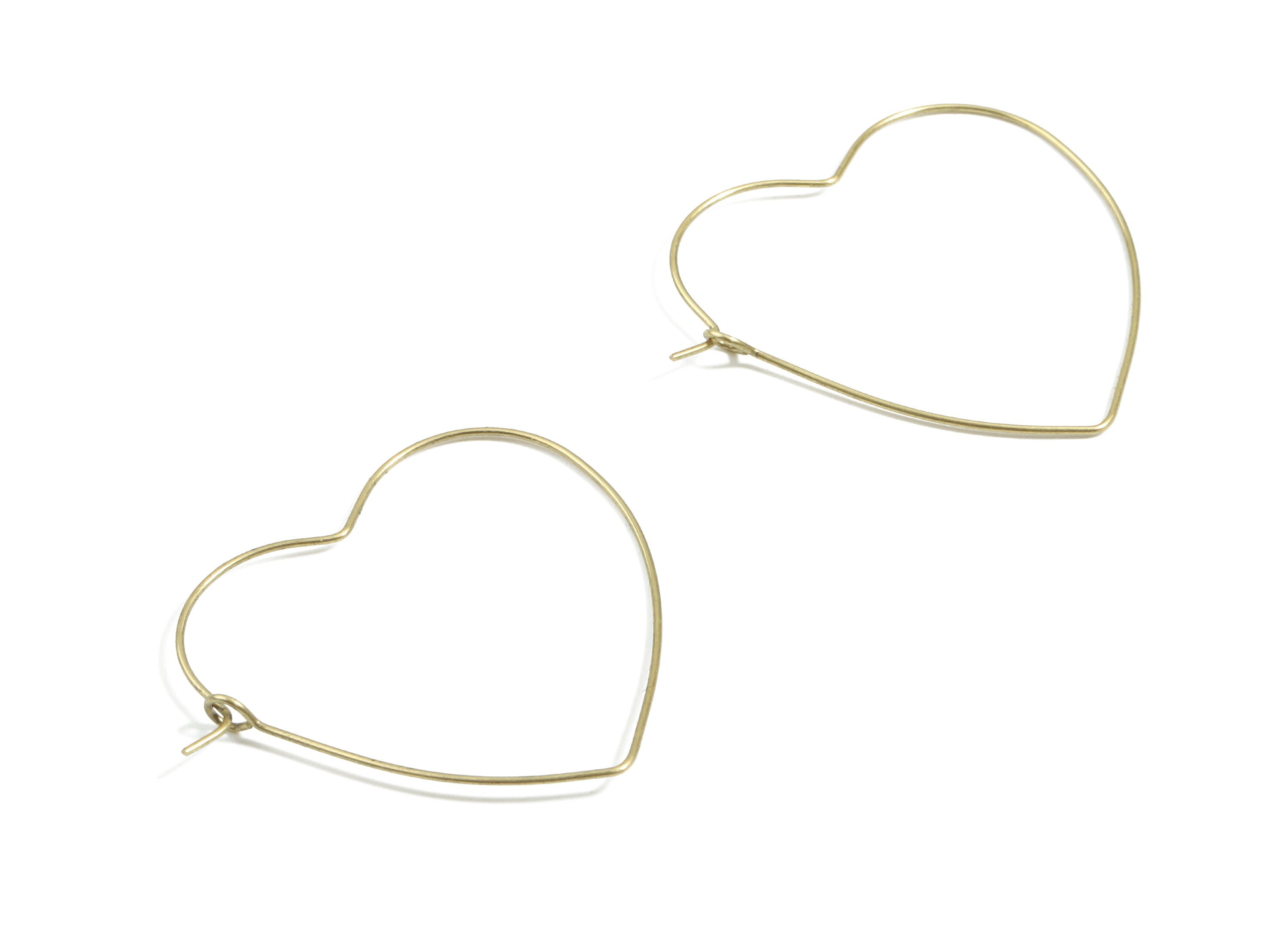 Brass Heart Earring Wires - Raw Brass Heart Shaped Earring - Earring Wires - Jewelry Supplies - 43x38x0.7mm - PP3050 - DOMEDBAZAAR