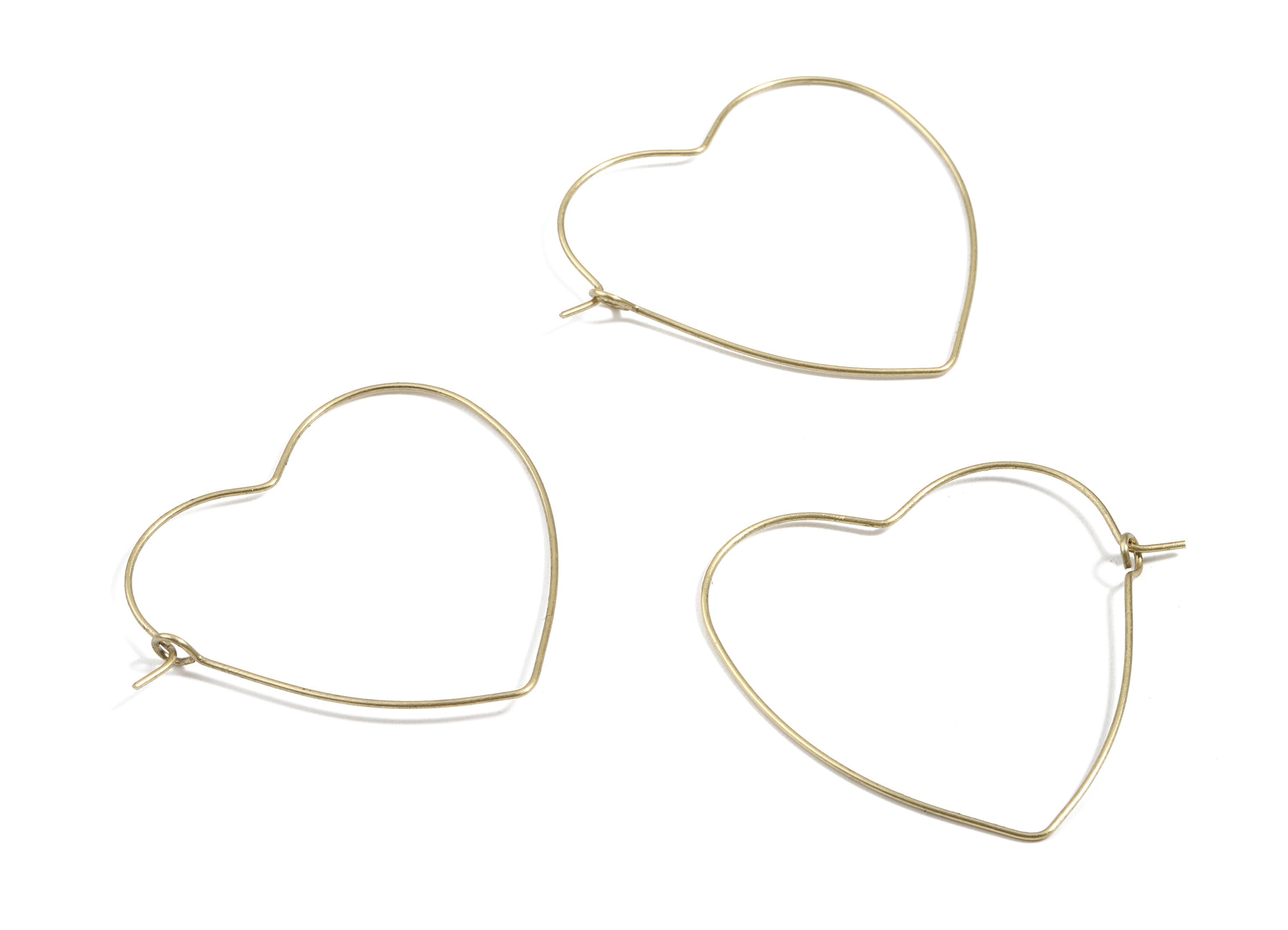 Brass Heart Earring Wires - Raw Brass Heart Shaped Earring - Earring Wires - Jewelry Supplies - 43x38x0.7mm - PP3050 - DOMEDBAZAAR