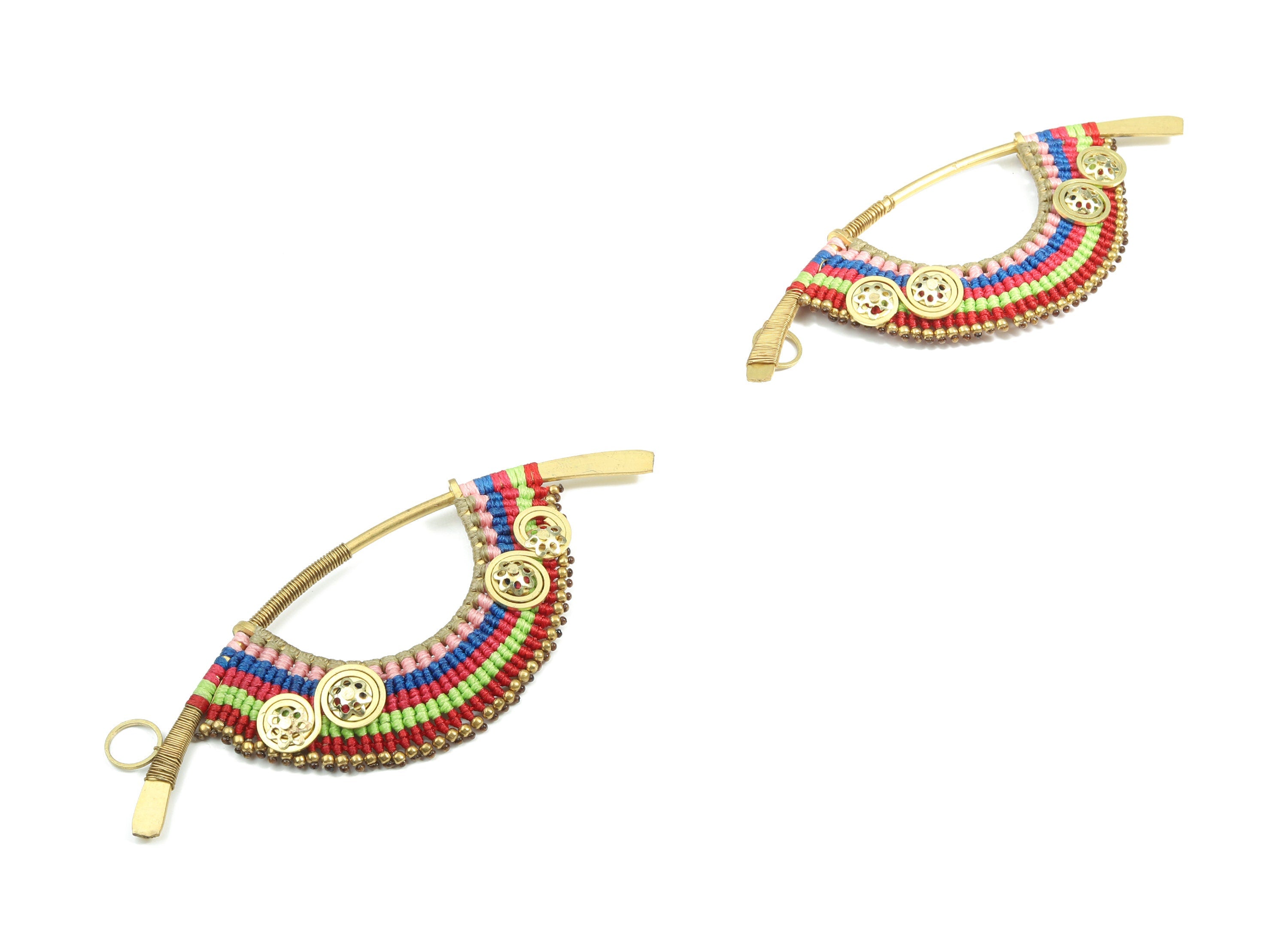 Tassels Macrame Earrings- Hammered Brass Bohemian Tassel Earring - Gypsy Earrings - Tassel Findings - 114.85x49.26x8.63mm - TS1143 - DOMEDBAZAAR