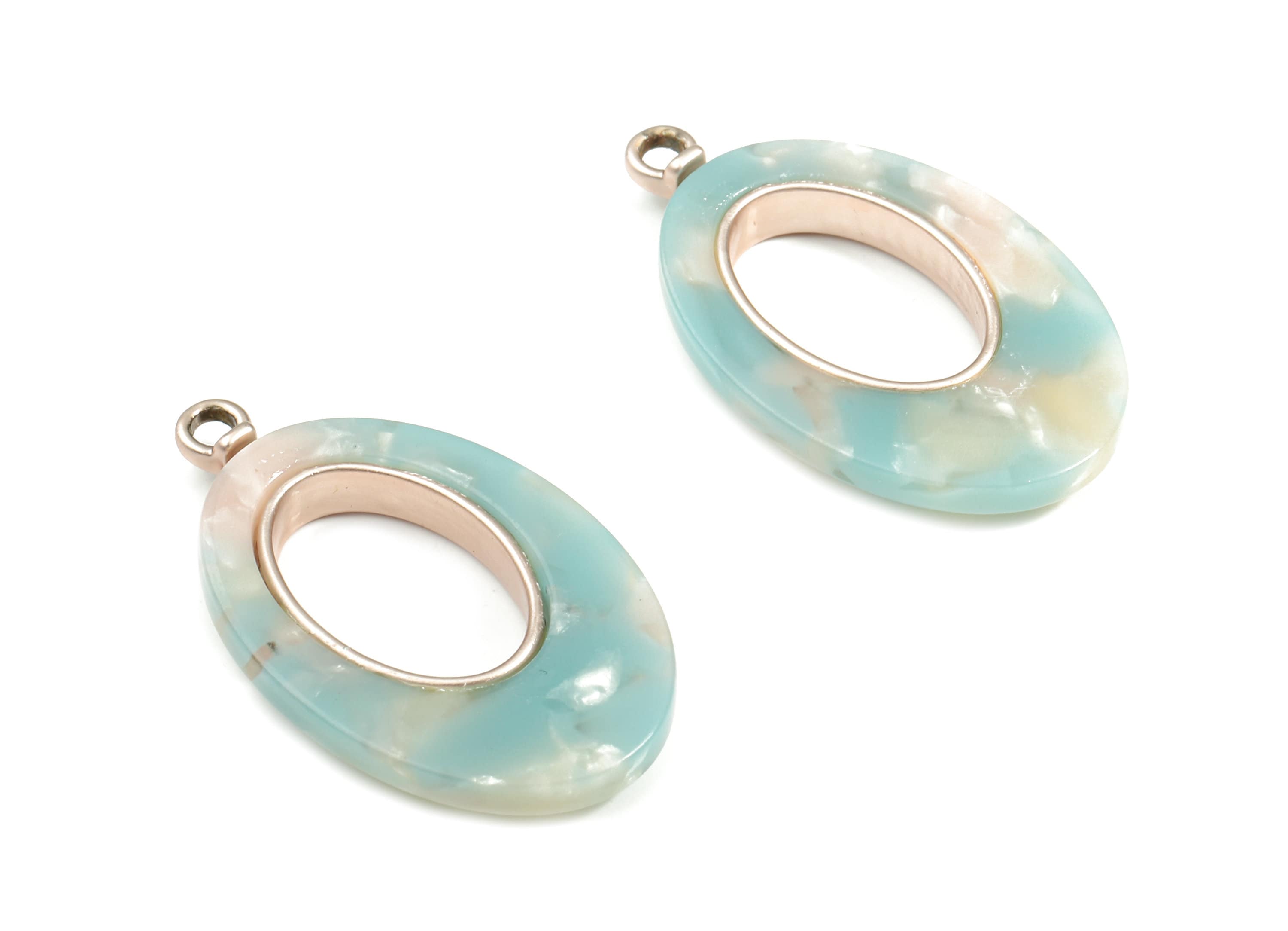 Acetate Alloy Oval Charm - Alloy Frame Acetate Earring Charms - Alloy Oval Pendant  - Color Code:A36- 34.4x19.59x4.23mm - AC1183-A36-MR - DOMEDBAZAAR