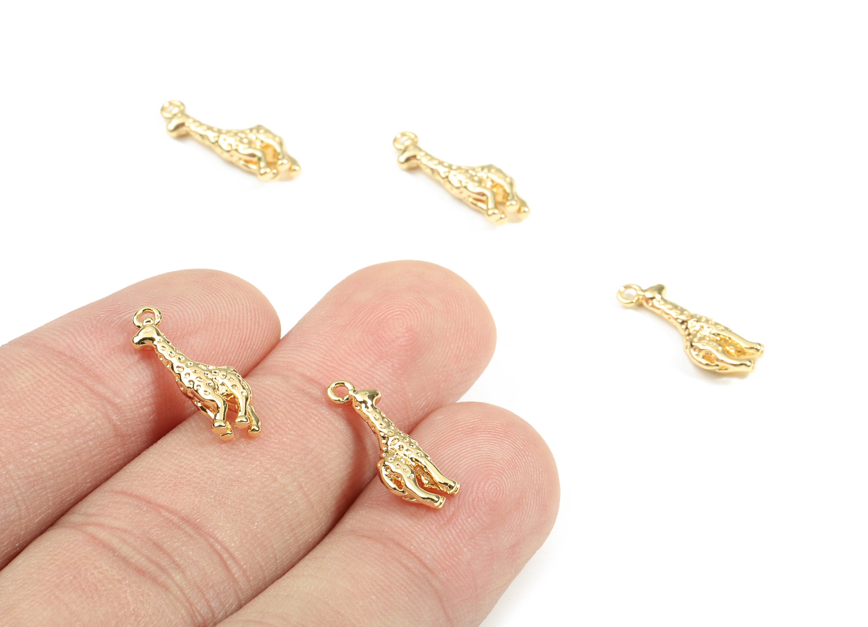 Brass Giraffe Earring Charms - Gold Brass Giraffe Pendant - 18K Real Gold Plated Brass - Jewelry Supplies - 16.1x5.81x3.21mm - RGP2620 - DOMEDBAZAAR