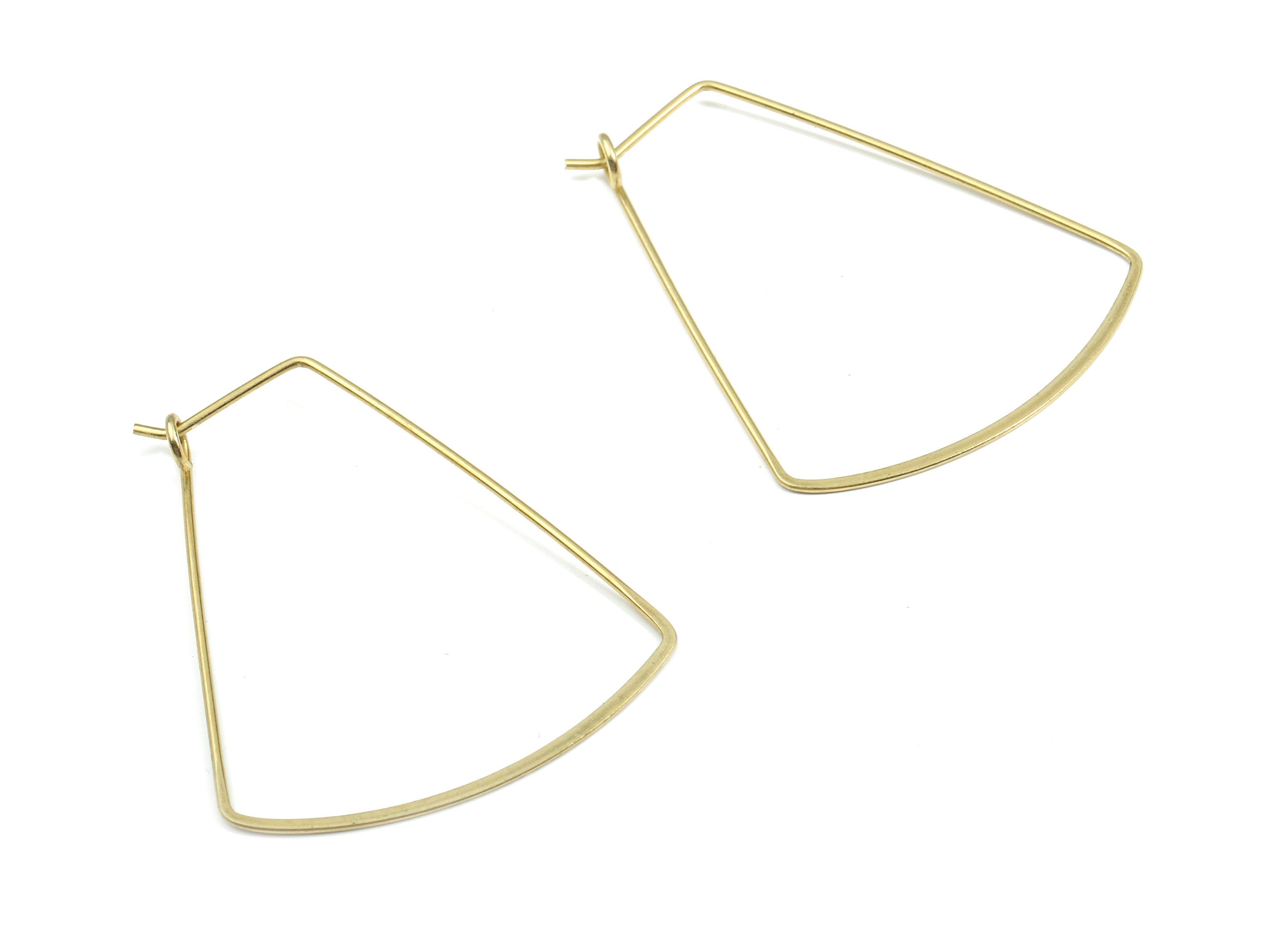 Brass Hammered Geometric Earring Wire - Raw Brass Geometric Ear Wire - Earring Findings - Jewelry Supplies - 39.13x33.84x0.78mm - PP3535 - DOMEDBAZAAR
