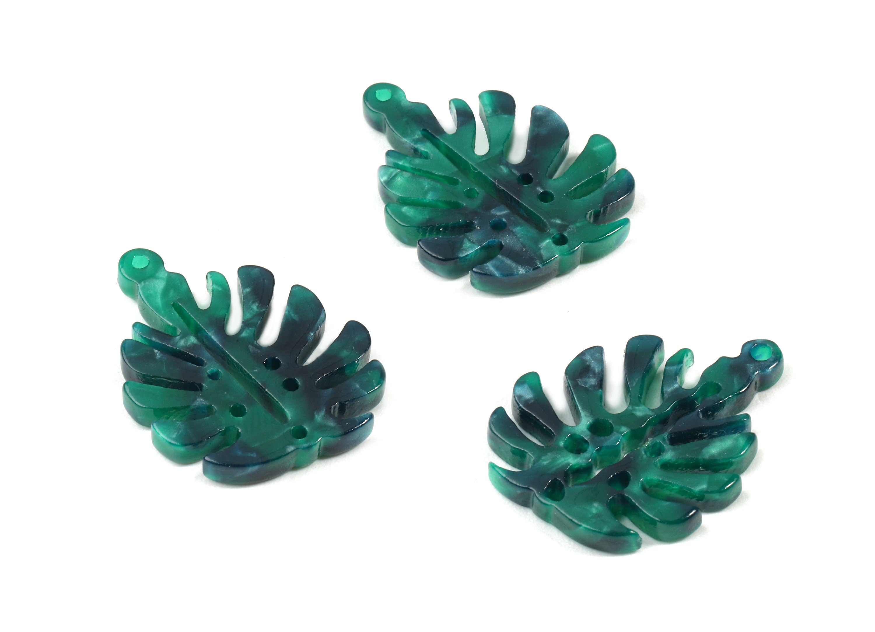 Acetate Monstera Leaf Pendant - Leaf Earring Charms - Earring Findings - Jewelry Supplies - Color Code:A13 - 24.33x19.73x2.6mm - AC1810-A13 - DOMEDBAZAAR