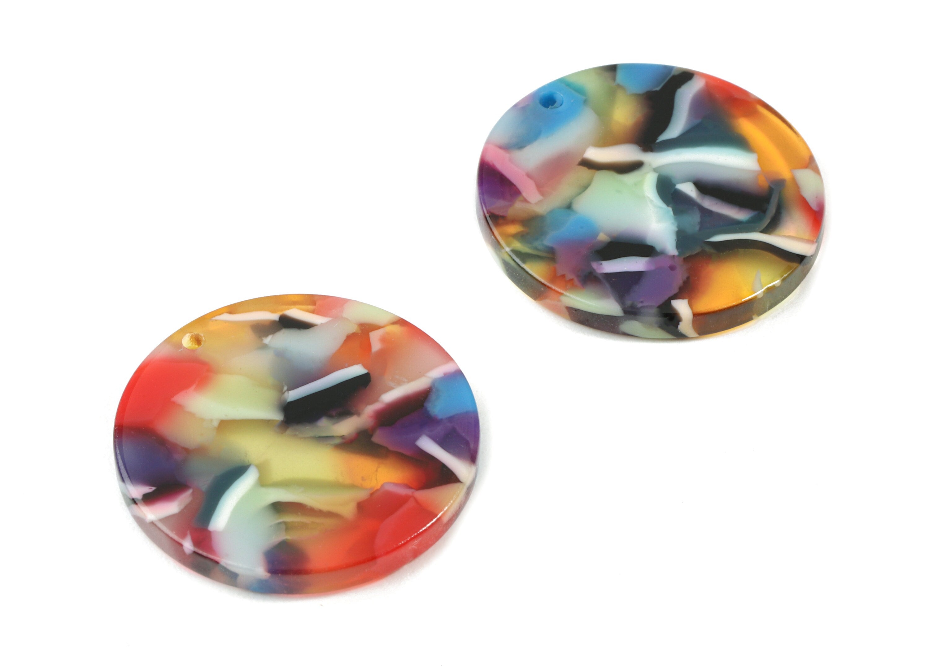 Acetate Round Charms - Coin Earrings and Pendant - Earring Findings - Jewelry Supplies - Color Code: A21 - 23.6x23.6x1.54mm - AC1076-A21 - DOMEDBAZAAR