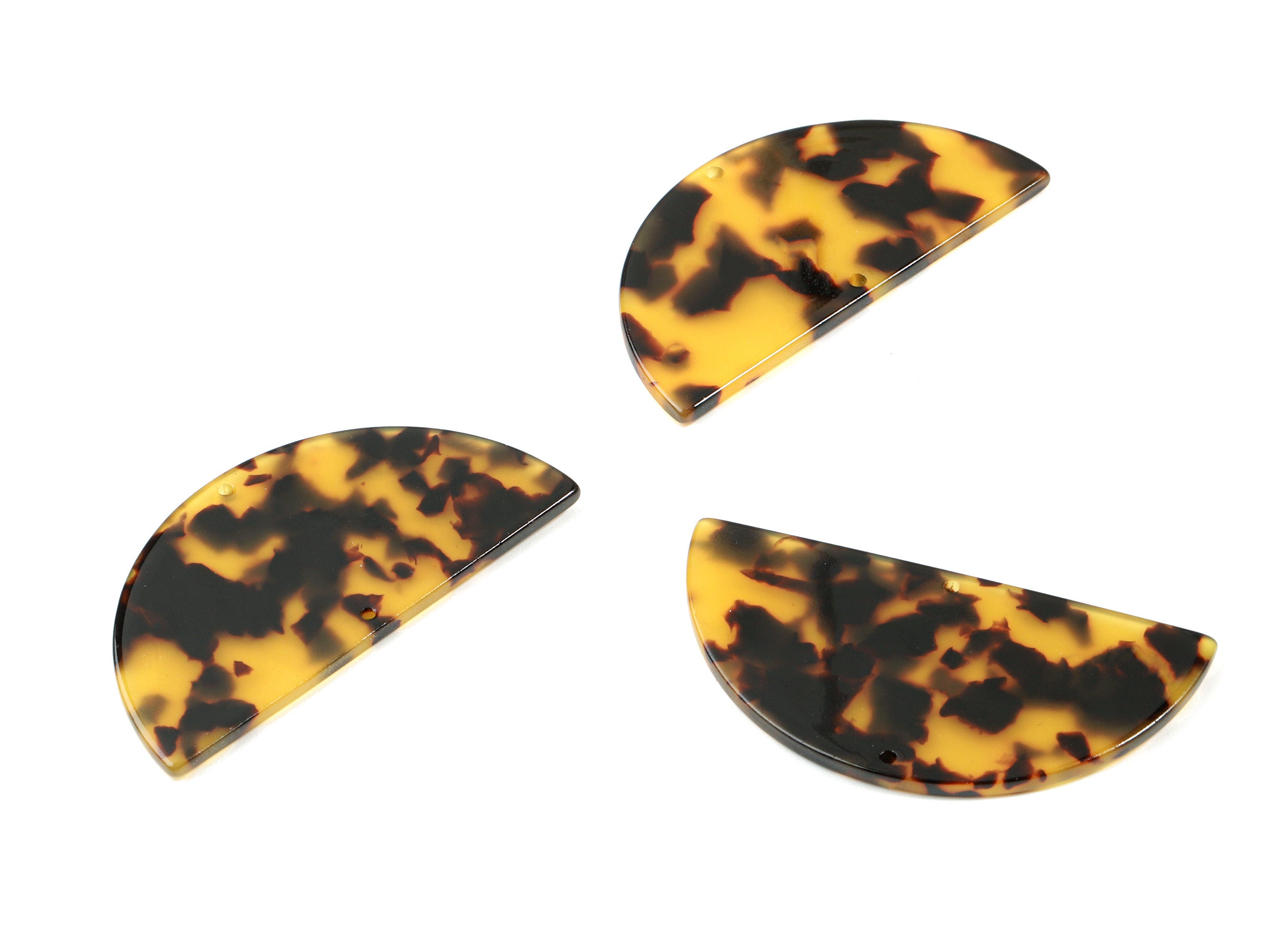Acetate Semicircle Connectors - Tortoise Shell - Half Moon Earrings - Jewelry Supplies - Color Code:A02 - 57.7x28.7x2.87mm - AC1805-A02 - DOMEDBAZAAR