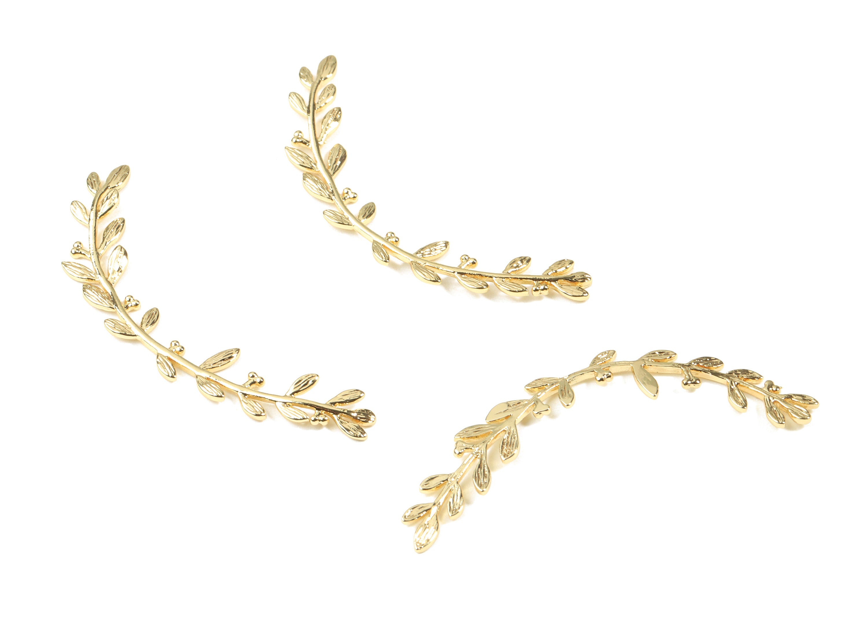 Brass Branch Brooch - Gold Brass Branch Brooch - 18K Real Gold Plated Brass - Jewelry Supplies - 45.54x8.01x1.28mm - RGP2481 - DOMEDBAZAAR