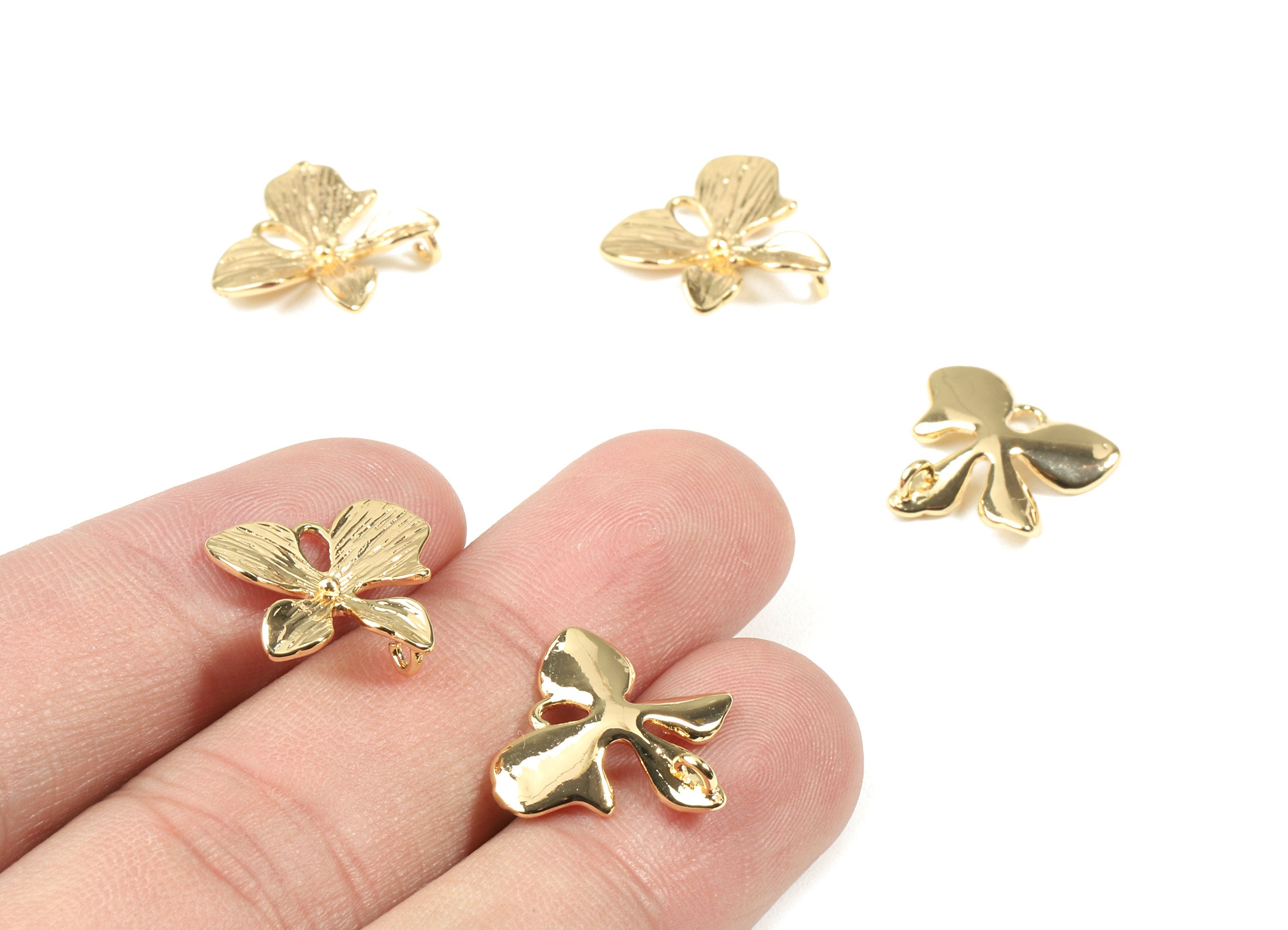 Brass Leaf Connector - Gold Leaf Earring Connectors - 18K Real Gold Plated Brass - Jewelry Supplies - 15.38x14.93x1.33mm - RGP2513 - DOMEDBAZAAR
