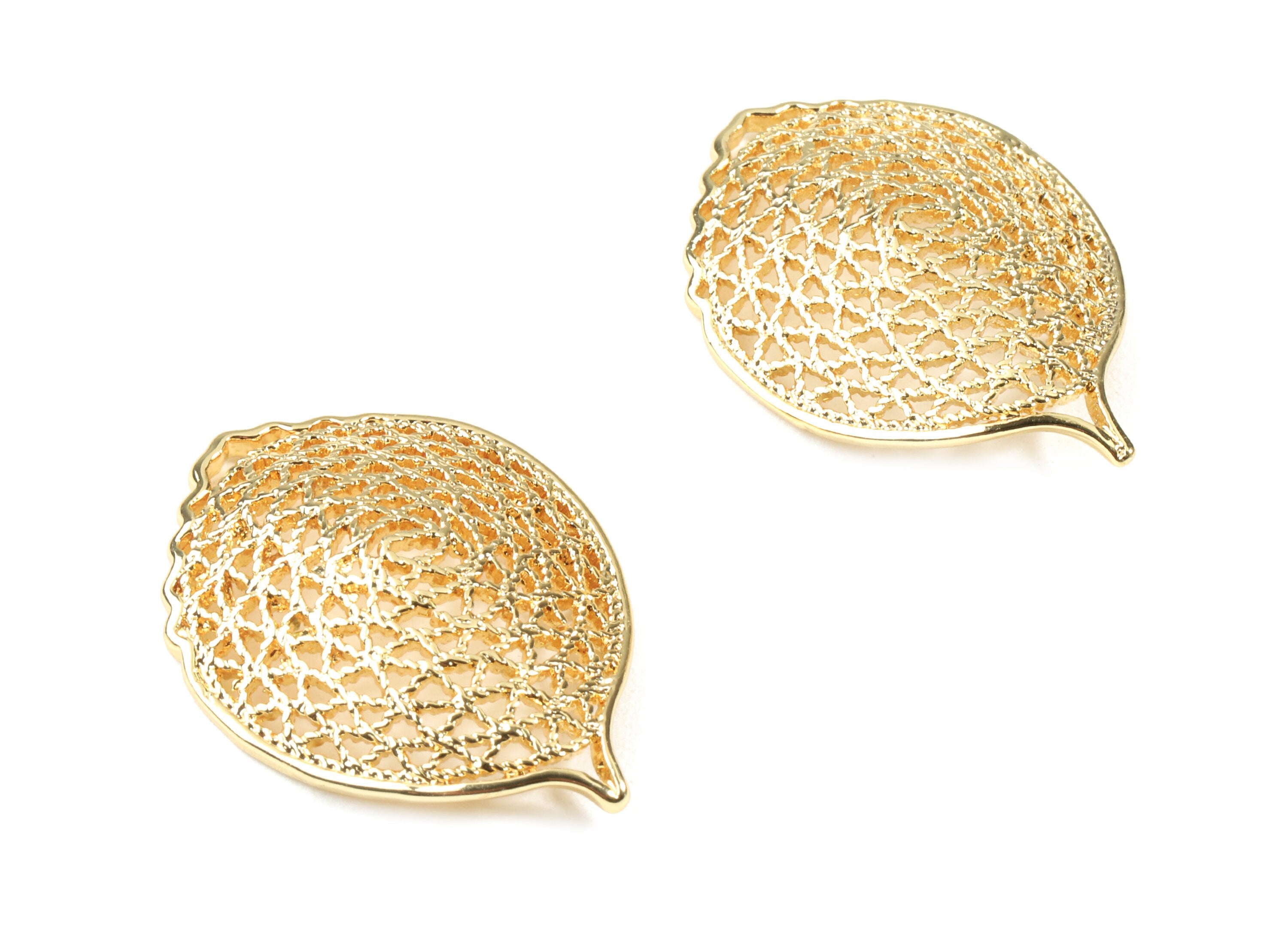 Brass Flower Connector - Brass Drop Earring Charms - 18K Real Gold Plated Brass - Jewelry Supplies - 30.72x22.47x1.68mm - RGP2510 - DOMEDBAZAAR