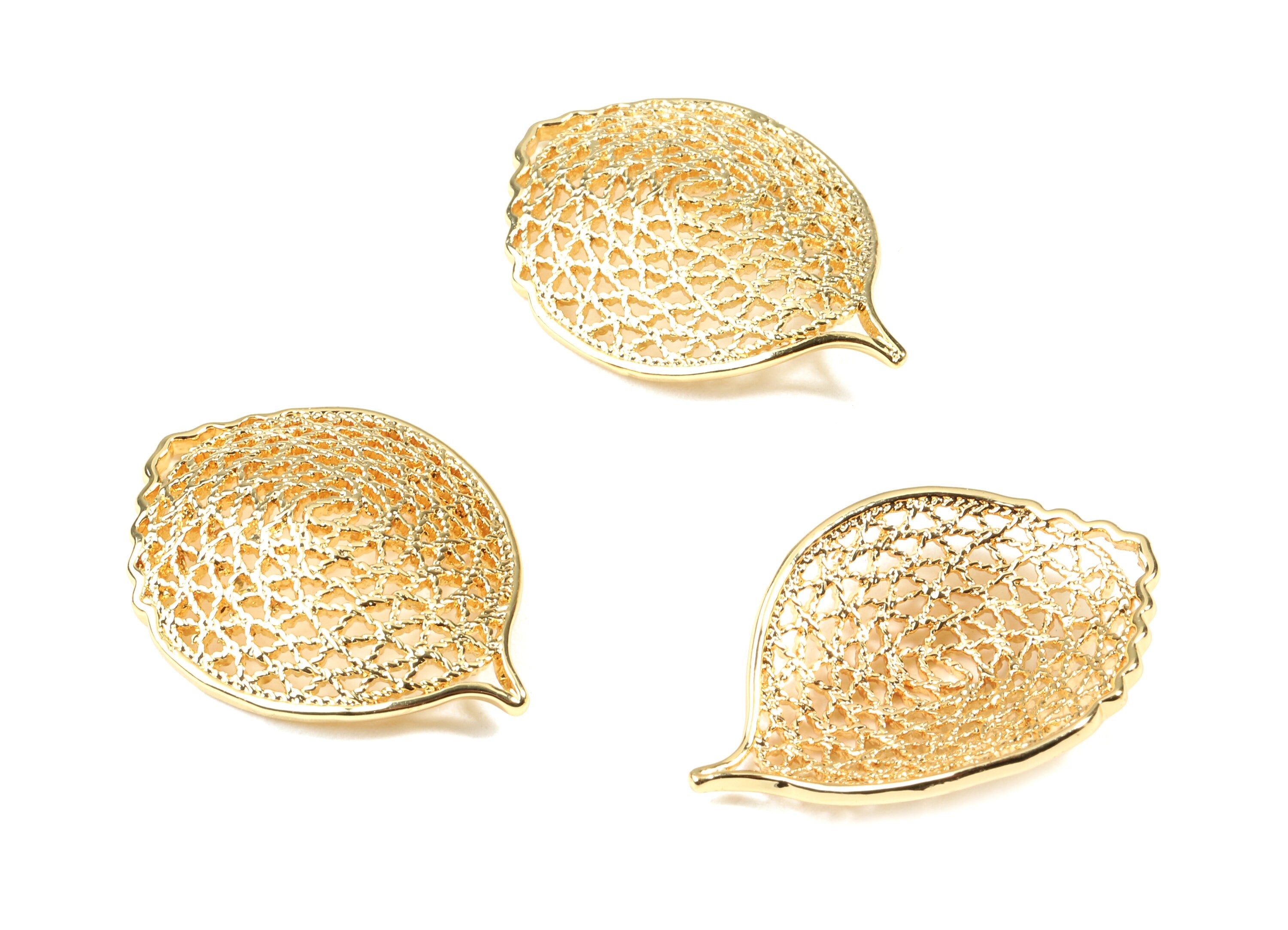 Brass Flower Connector - Brass Drop Earring Charms - 18K Real Gold Plated Brass - Jewelry Supplies - 30.72x22.47x1.68mm - RGP2510 - DOMEDBAZAAR