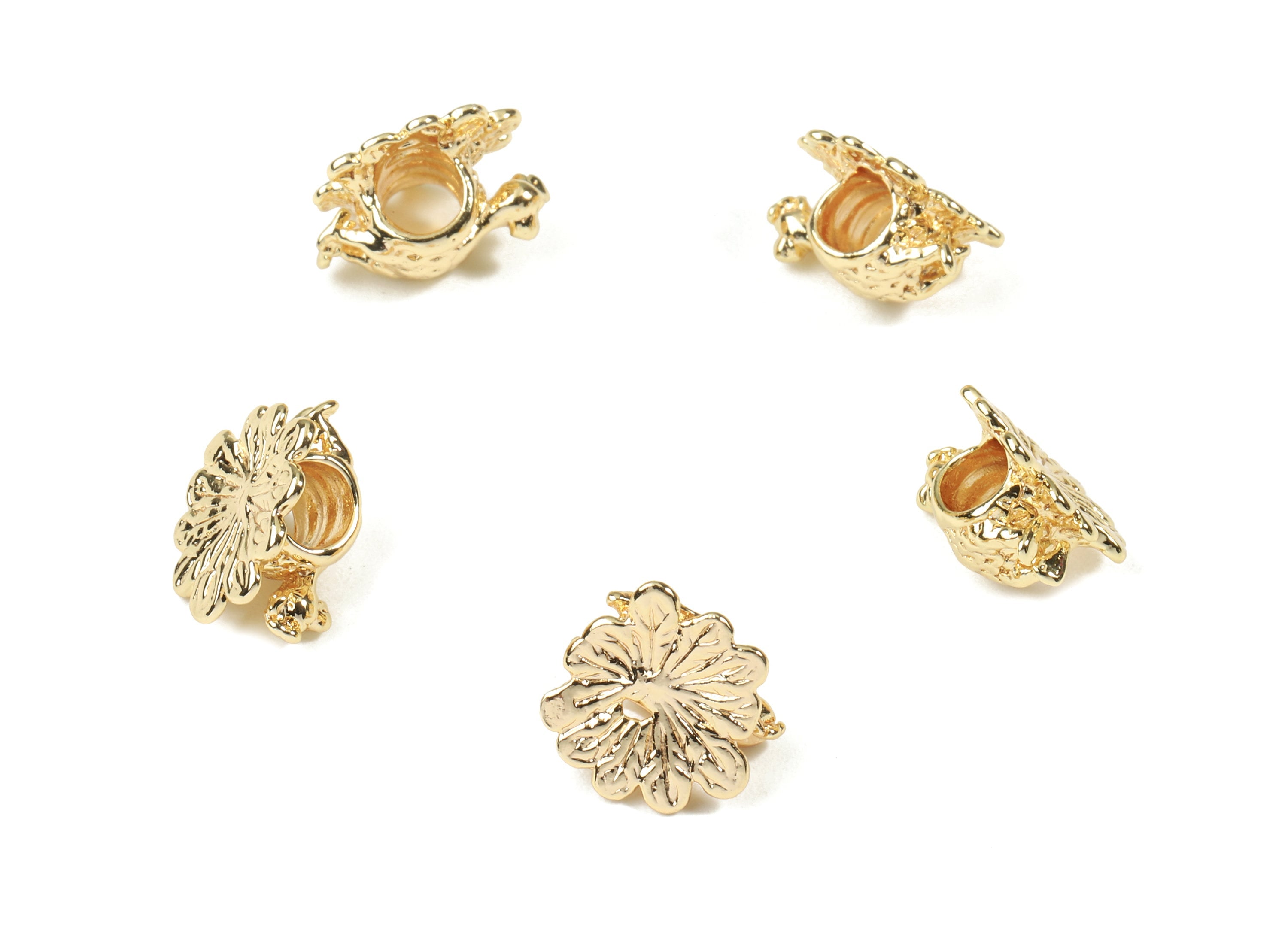 Brass Flower Bracelet Spacer - Gold Flower Bracelet Spacer - 18K Real Gold Plated Brass - Jewelry Supplies - 13.24x12.18x6.94mm - RGP2485 - DOMEDBAZAAR